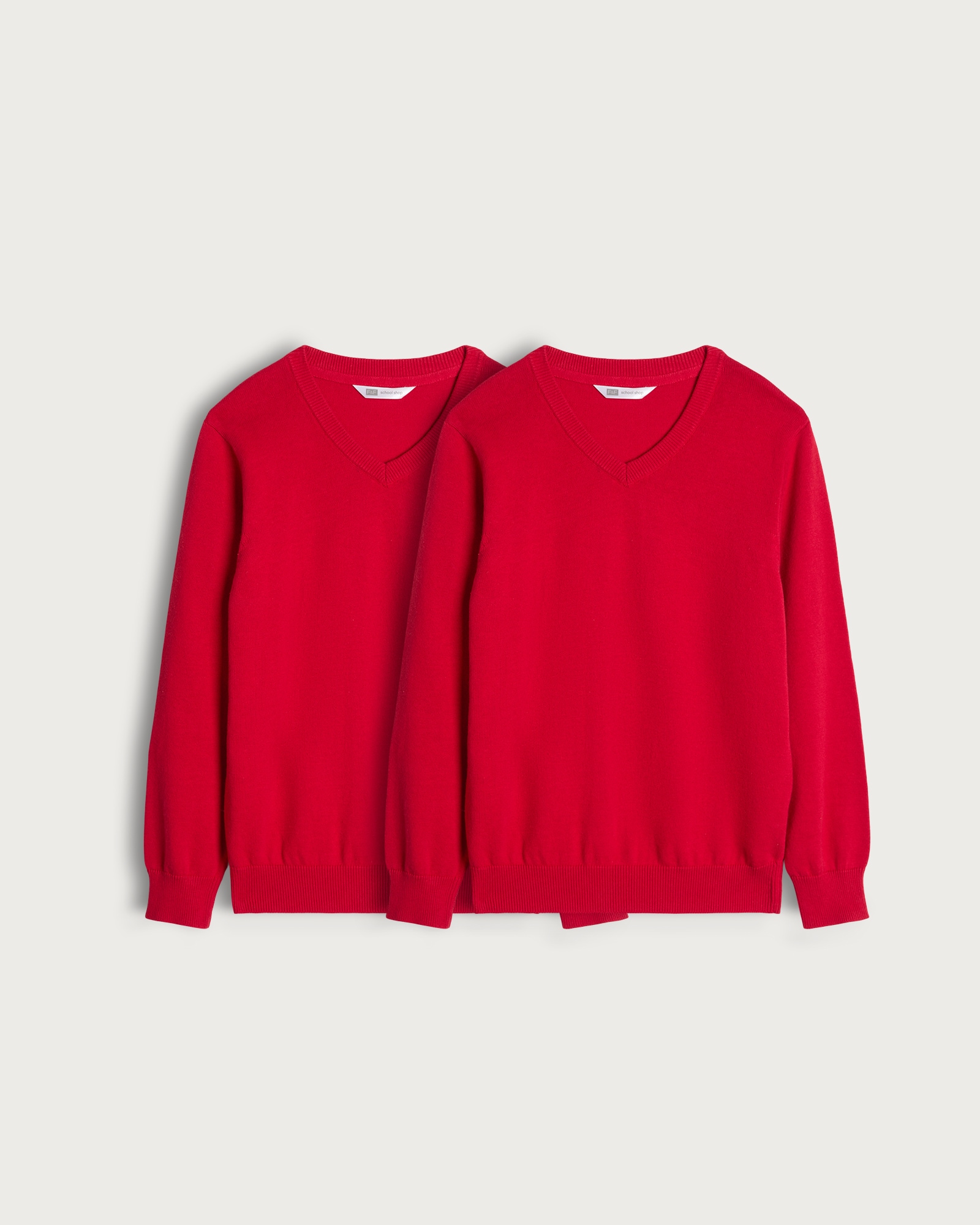 F&F School 2-Pack Pure Cotton V-Neck Jumpers in Red