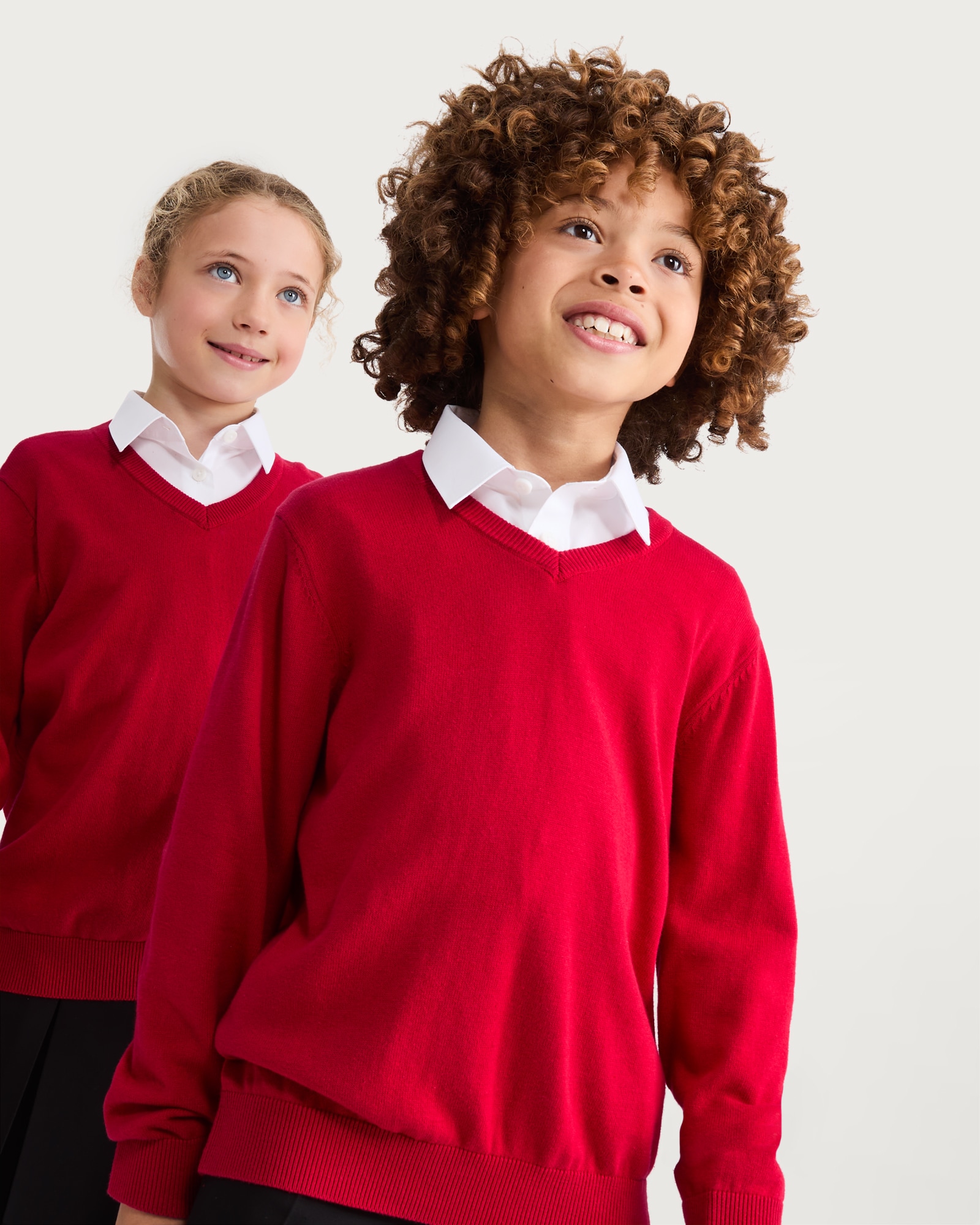 F&F School 2-Pack Pure Cotton V-Neck Jumpers in Red thumbnail 2