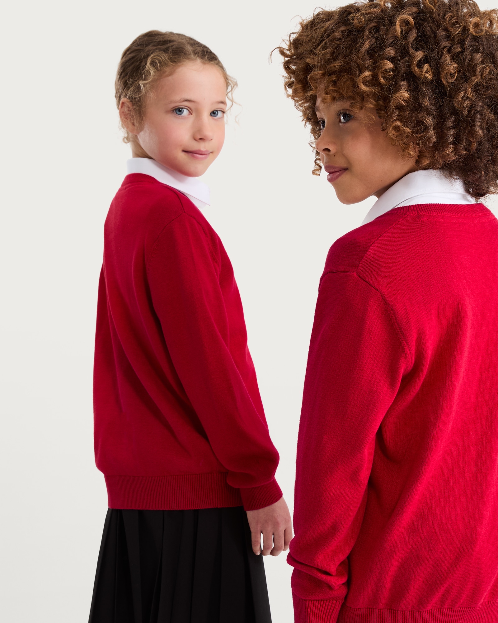 F&F School 2-Pack Pure Cotton V-Neck Jumpers in Red thumbnail 4