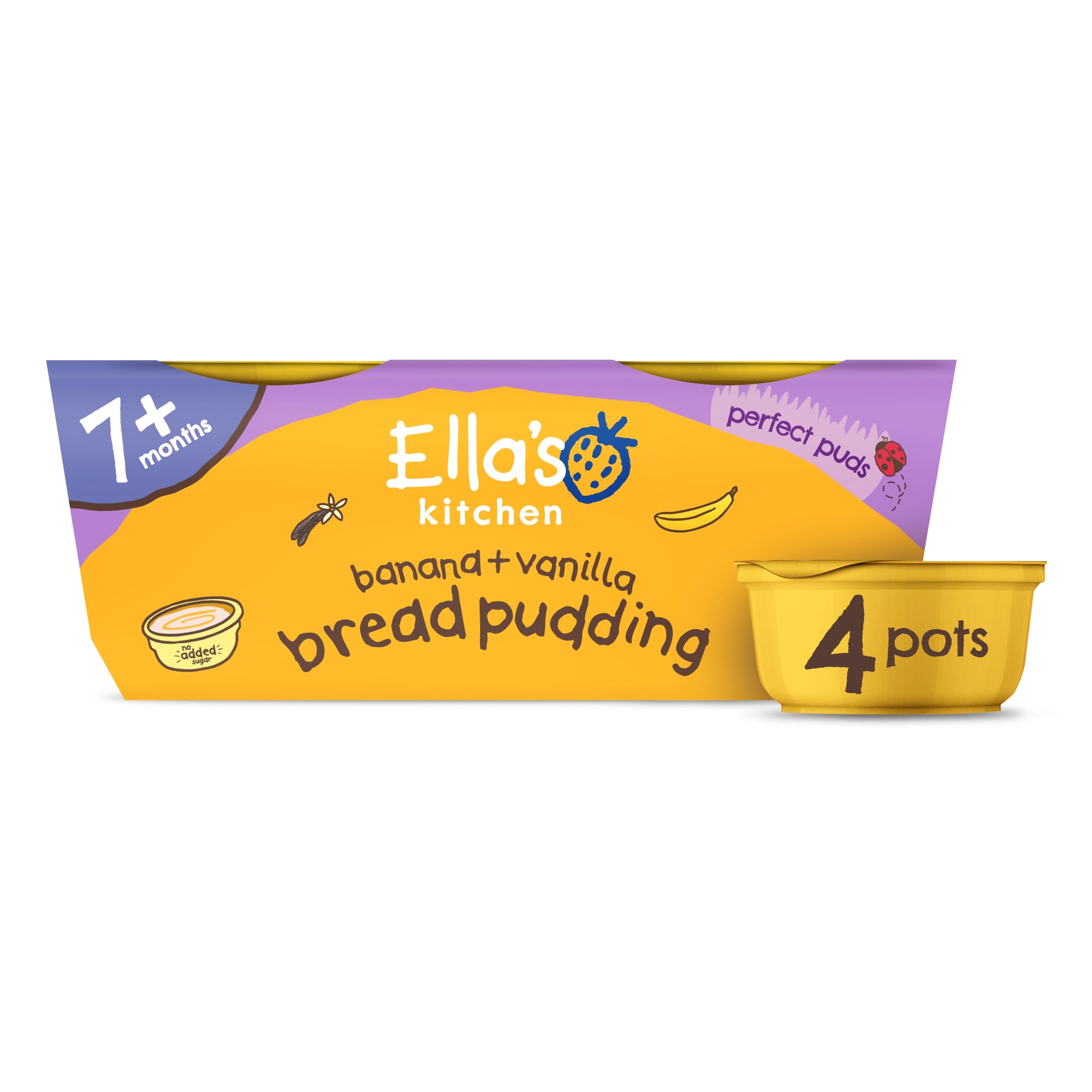 Ella's Kitchen Organic Banana & Vanilla Bread Pudding 7m+ 4x80g