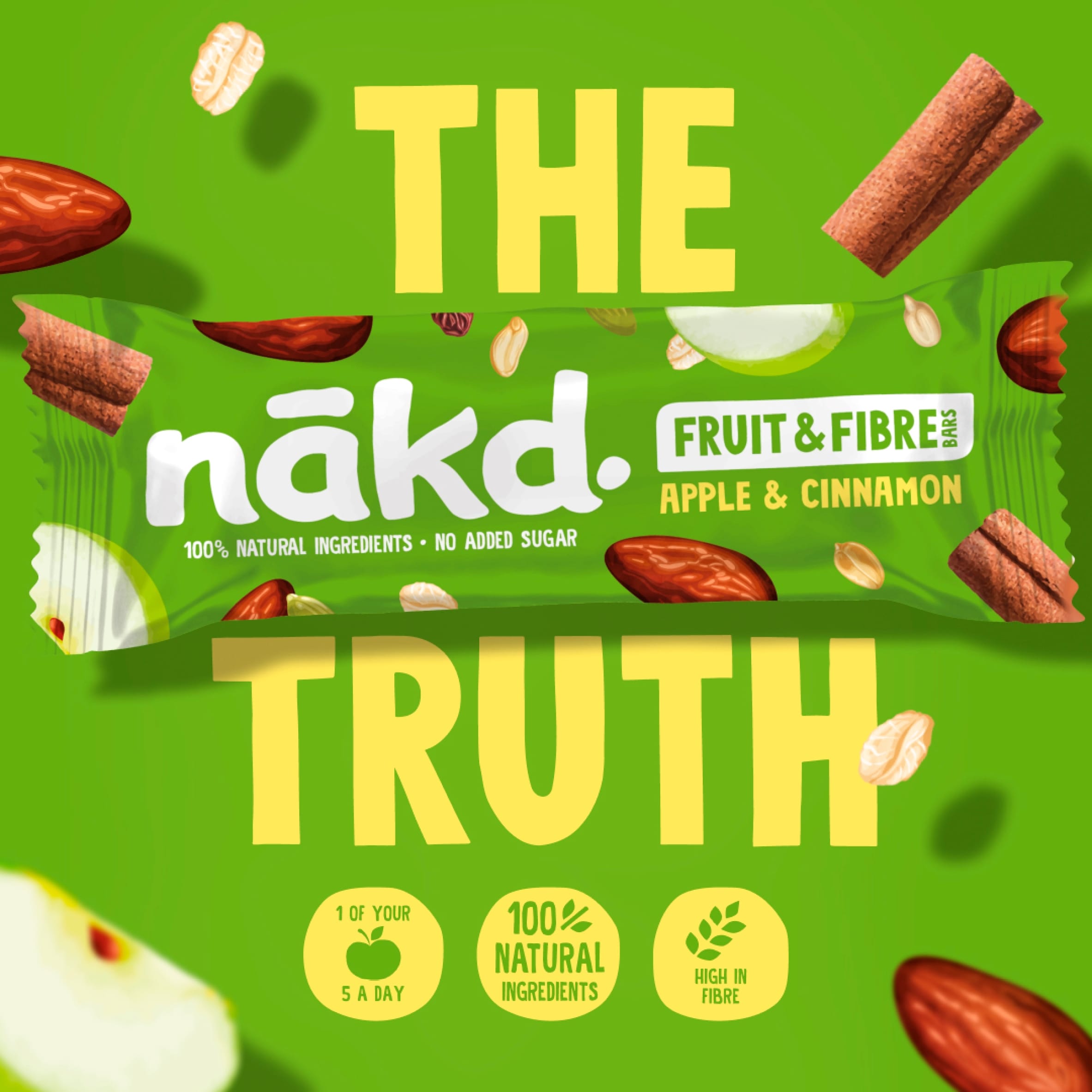 Nakd Fruit & Fibre Apple & Cinnamon Bars 3 x 44g thumbnail 2