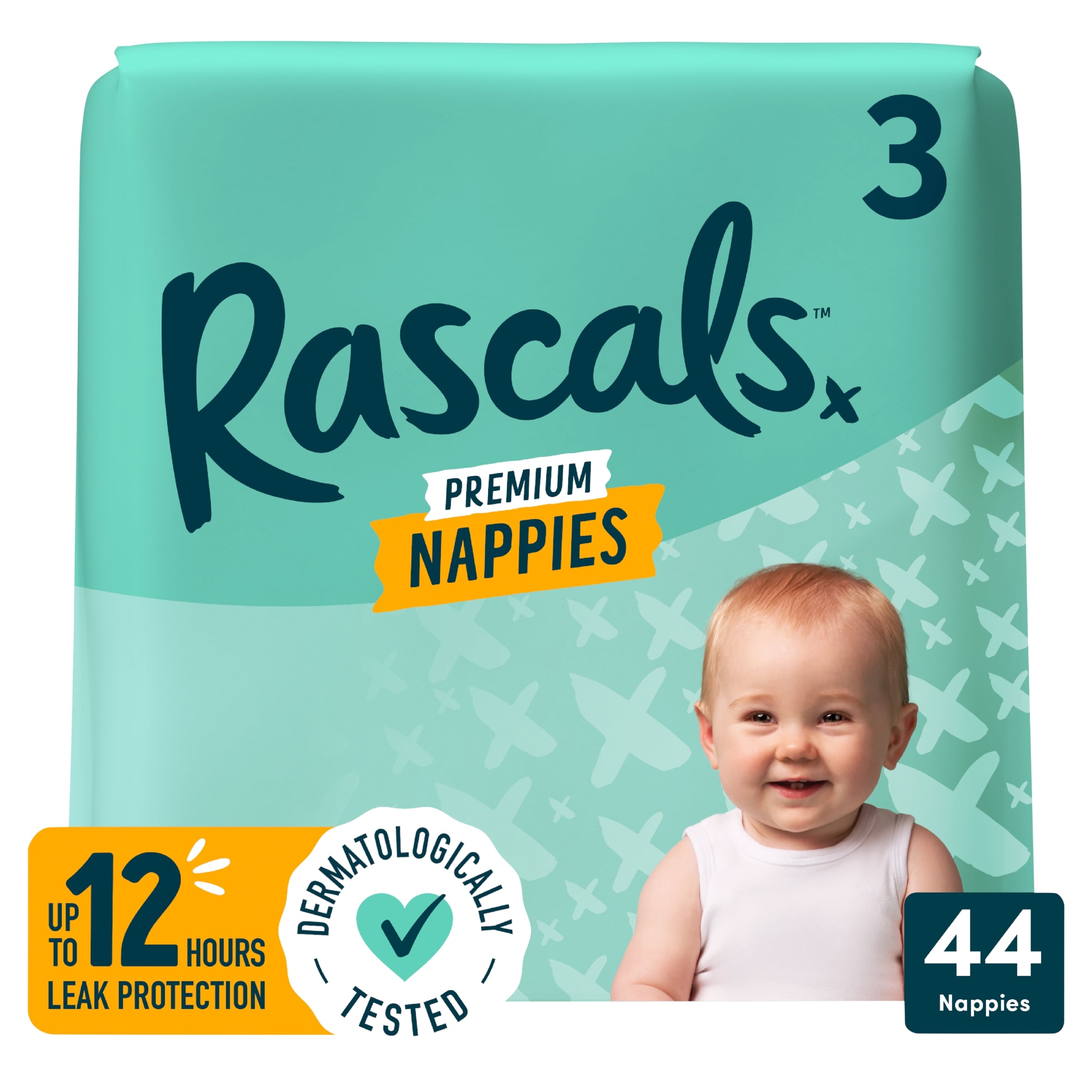 Rascals Premium Nappies, Size 3 | 44 Pack