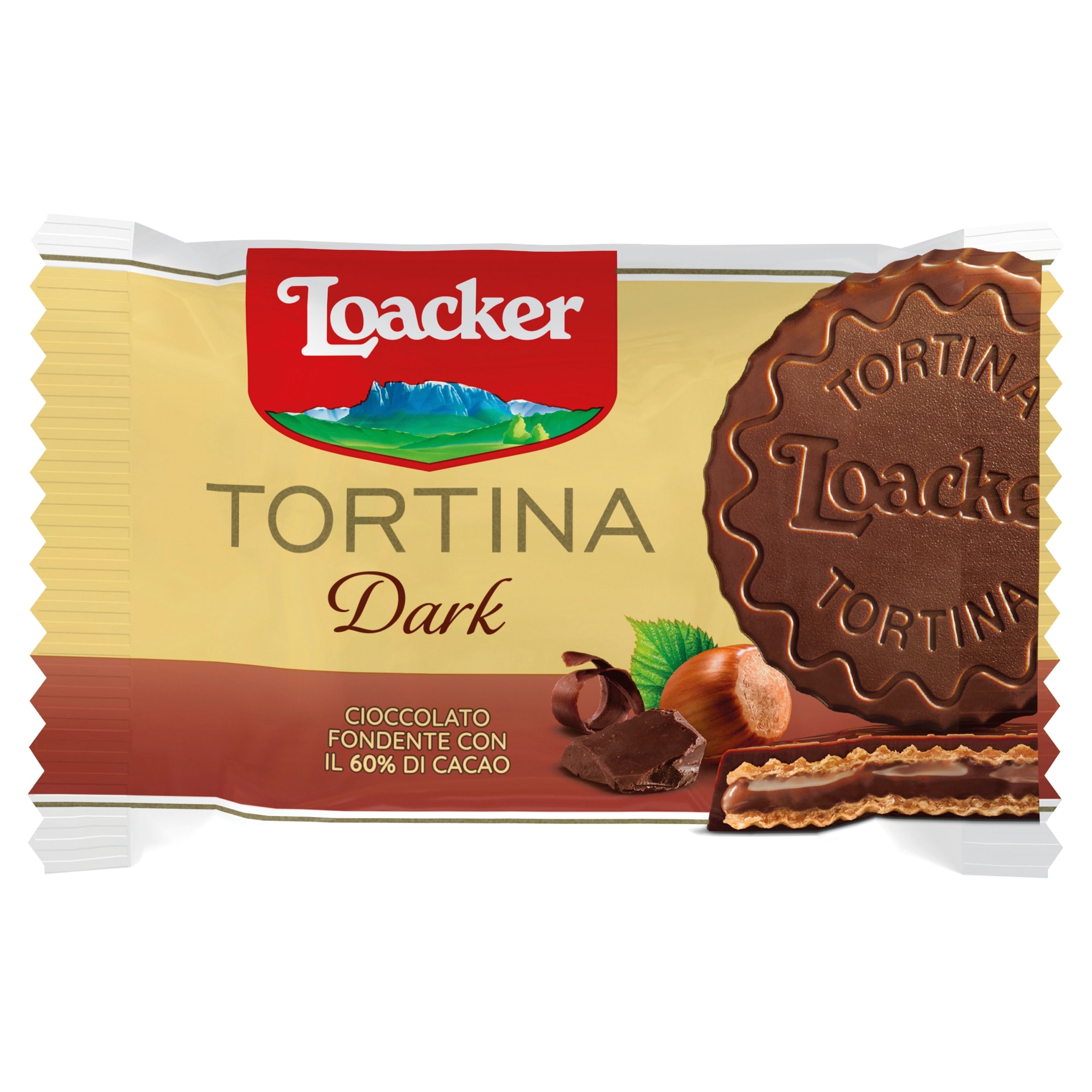 Loacker Tortina Dark Chocolate & Hazelnut Cream Wafer Rounds 6 x 21g thumbnail 2