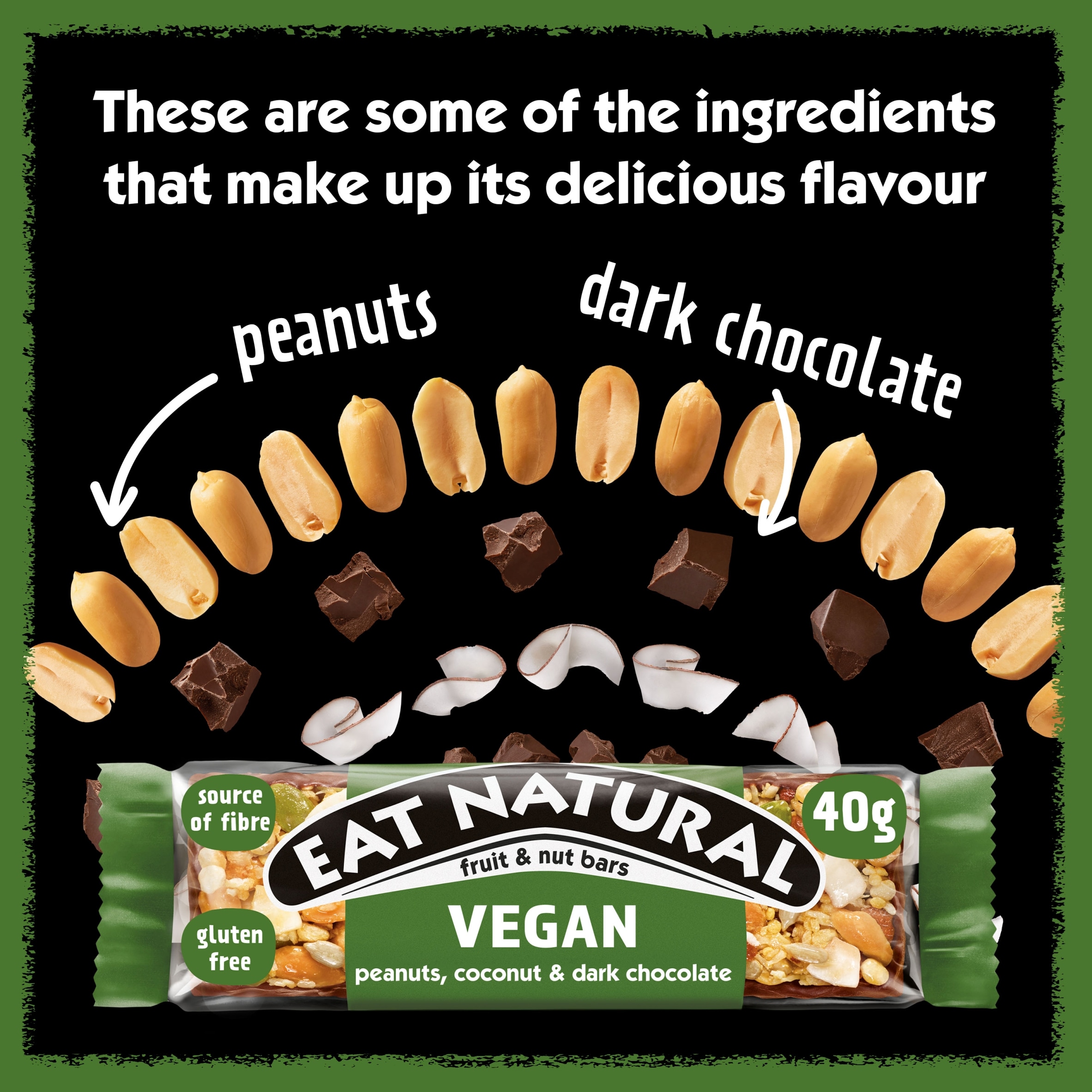 Eat Natural Fruit & Nut Vegan Peanuts Coconut & Dark Chocolate 40g X 3 thumbnail 3