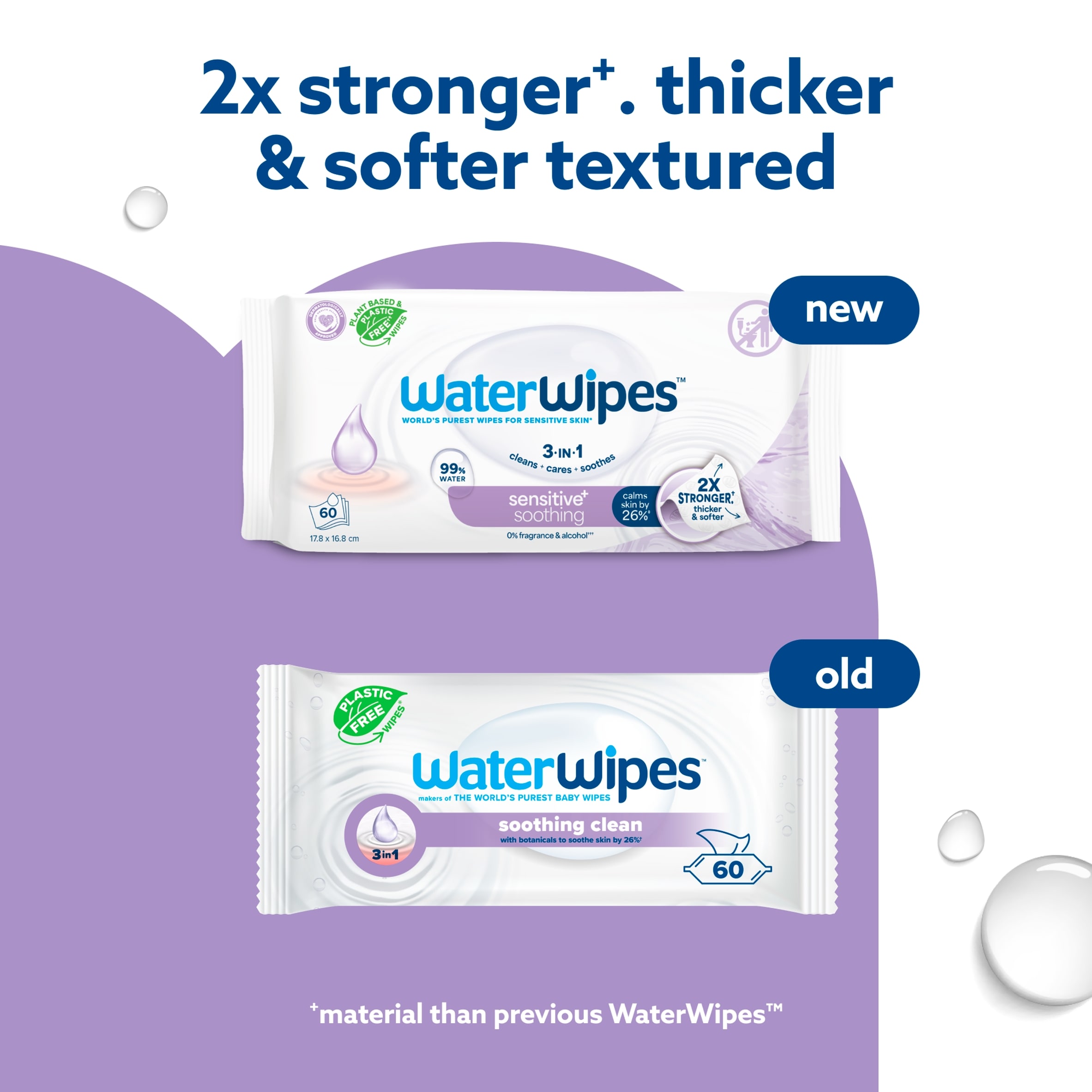WaterWipes Biodegradable Soothing Baby Wipes 60 pack thumbnail 2