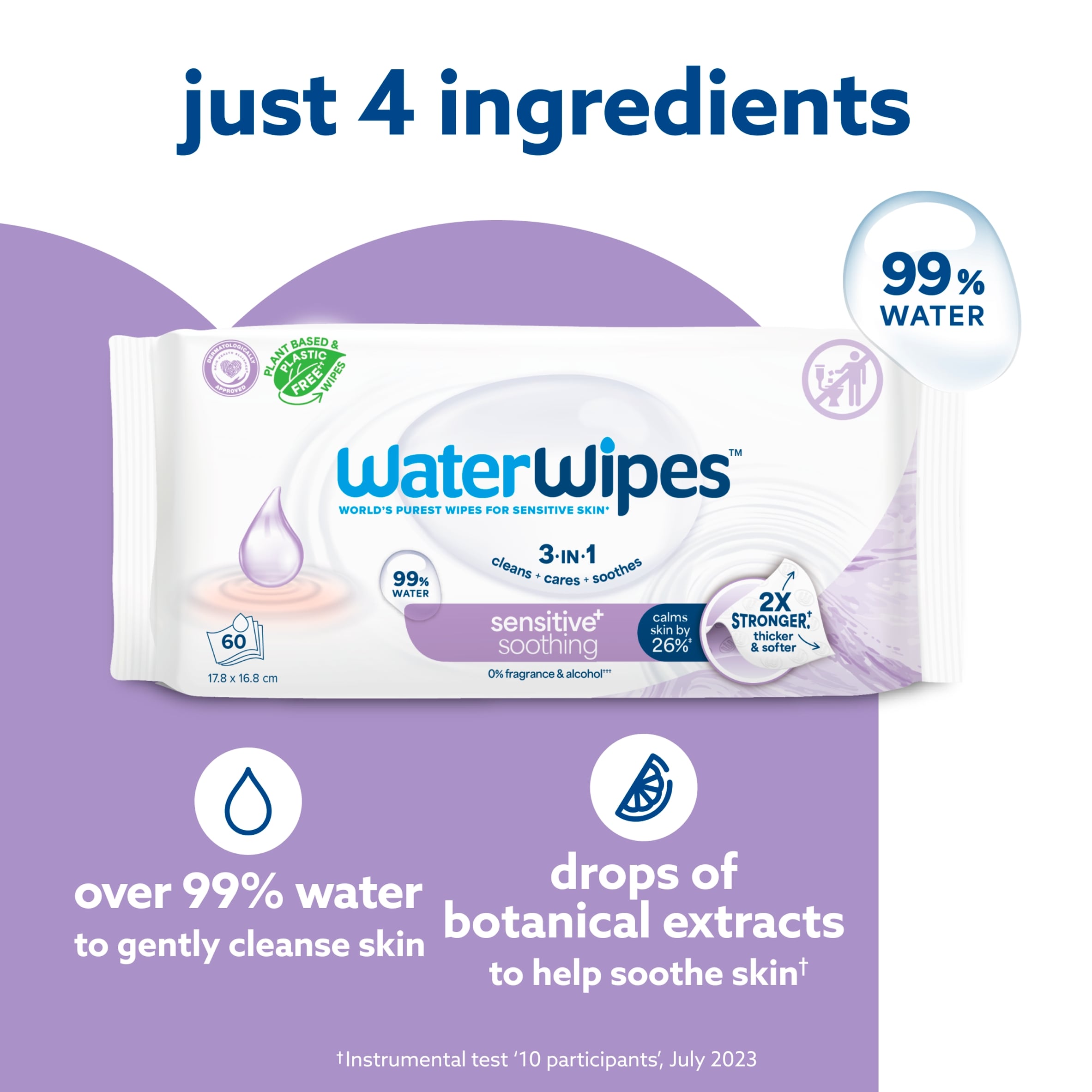 WaterWipes Biodegradable Soothing Baby Wipes 60 pack thumbnail 3