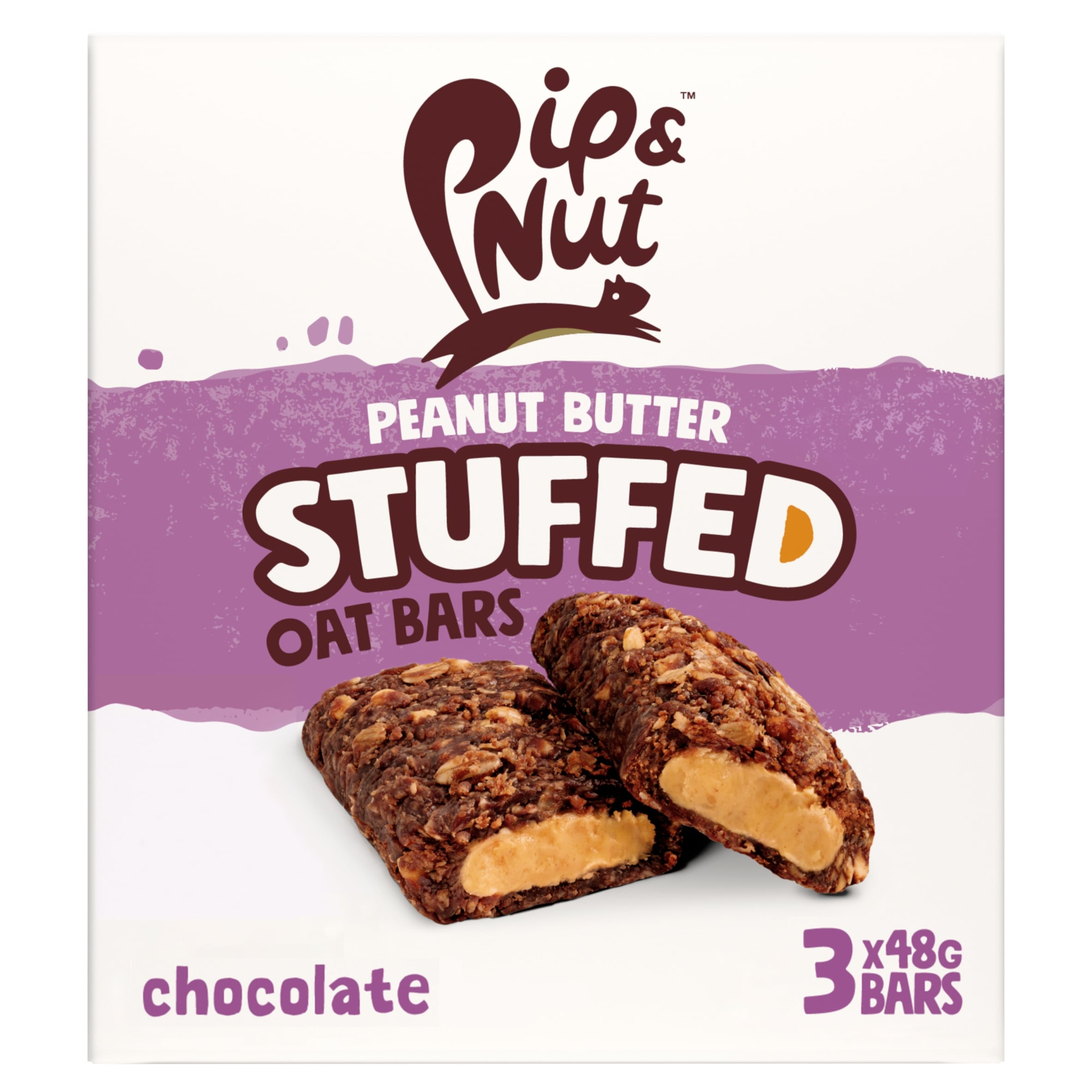 Pip & Nut Peanut Butter Stuffed Oat Bars - Chocolate 3 x 48g