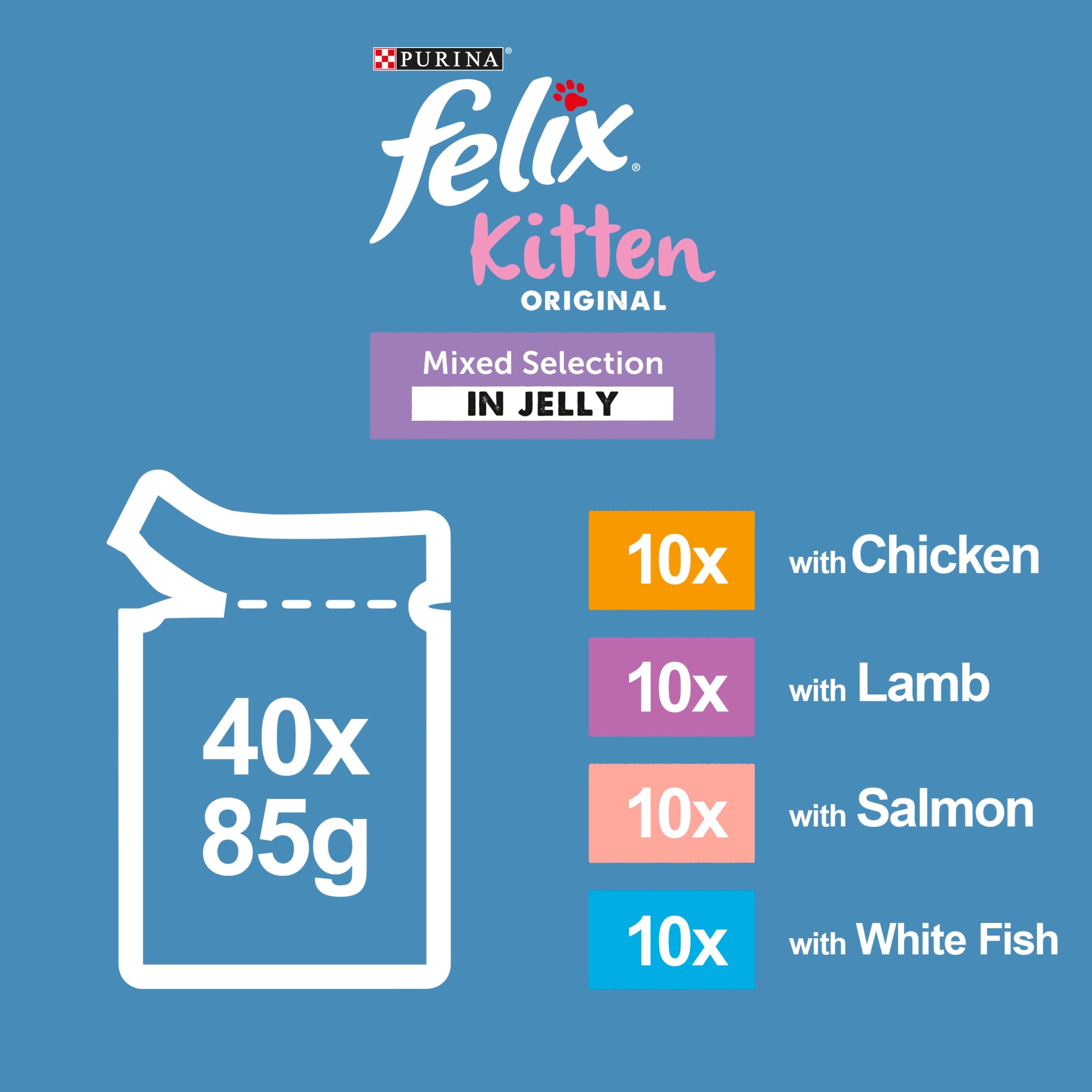 FELIX Original Kitten Mixed Selection in Jelly Wet Cat Food 40x85g thumbnail 3