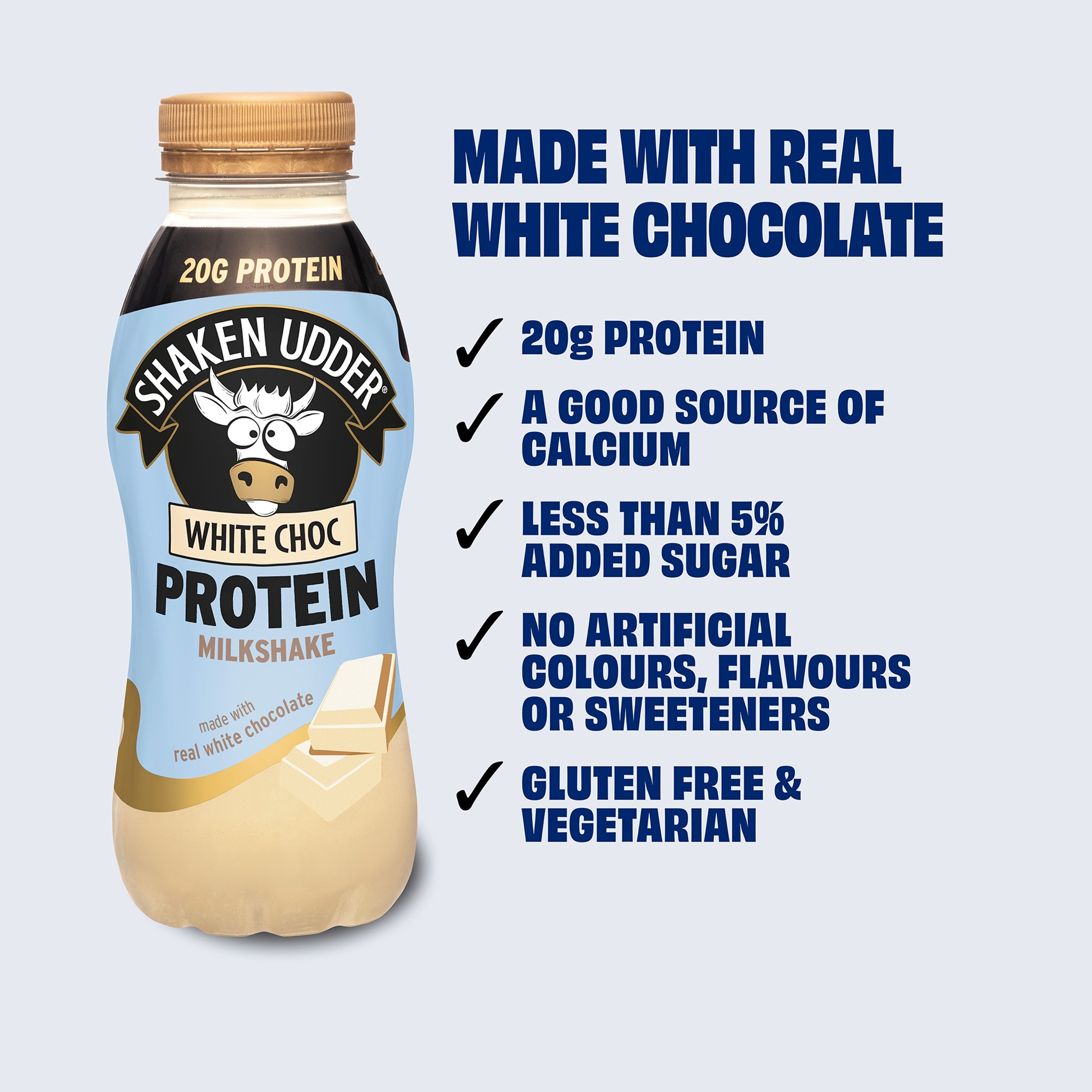 Shaken Udder White Choc Protein Milkshake 330ml thumbnail 2