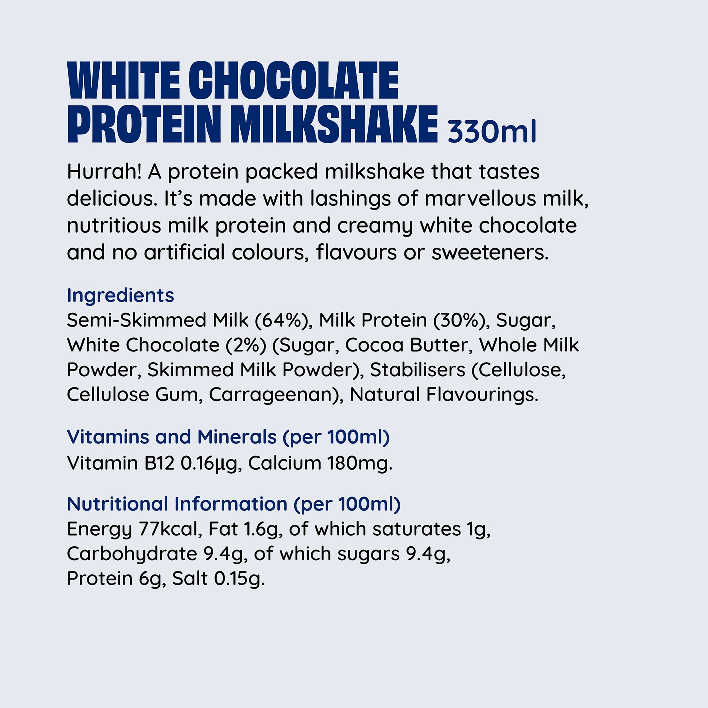 Shaken Udder White Choc Protein Milkshake 330ml thumbnail 3