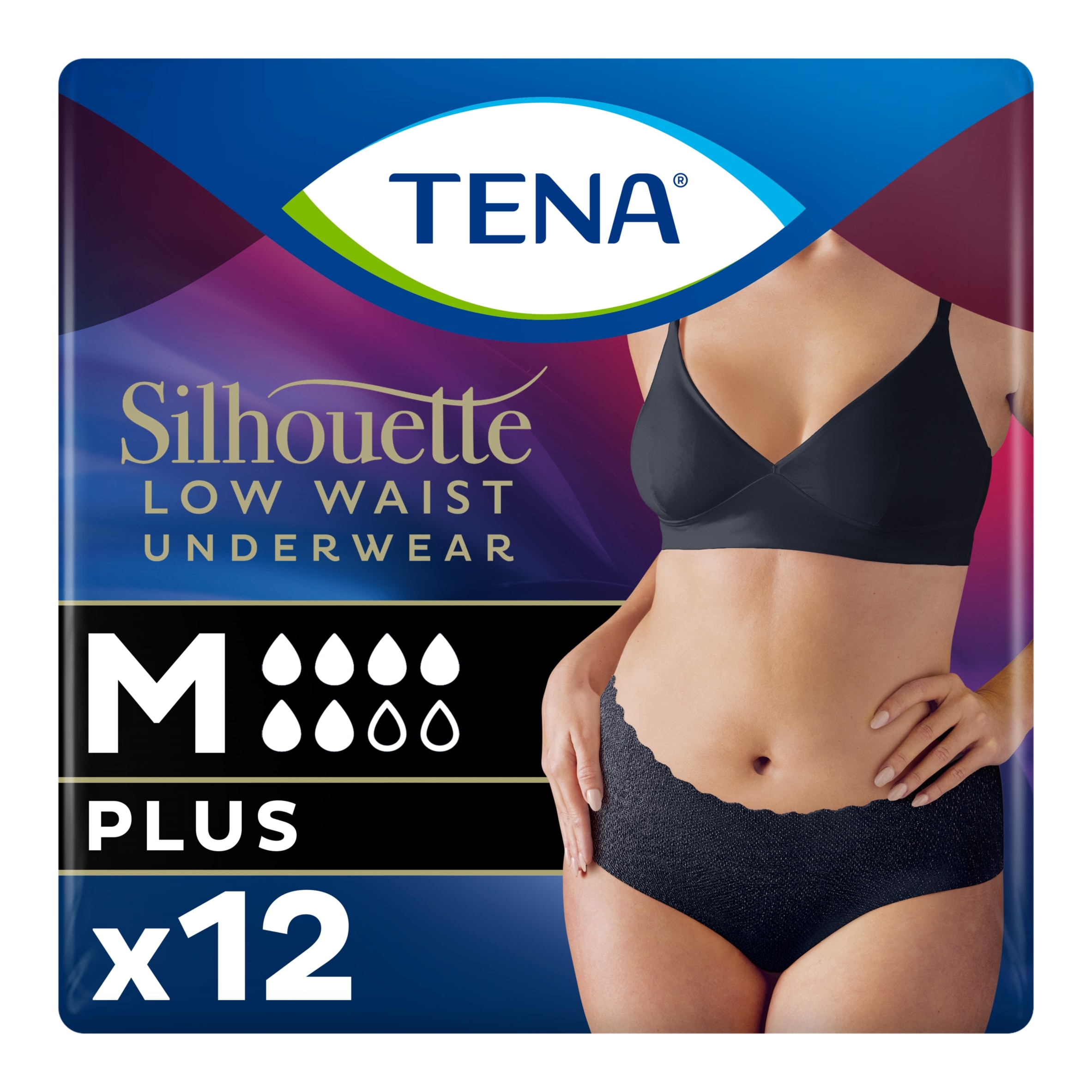 TENA Silhouette Incontinence Pants Black Medium 12 Pack