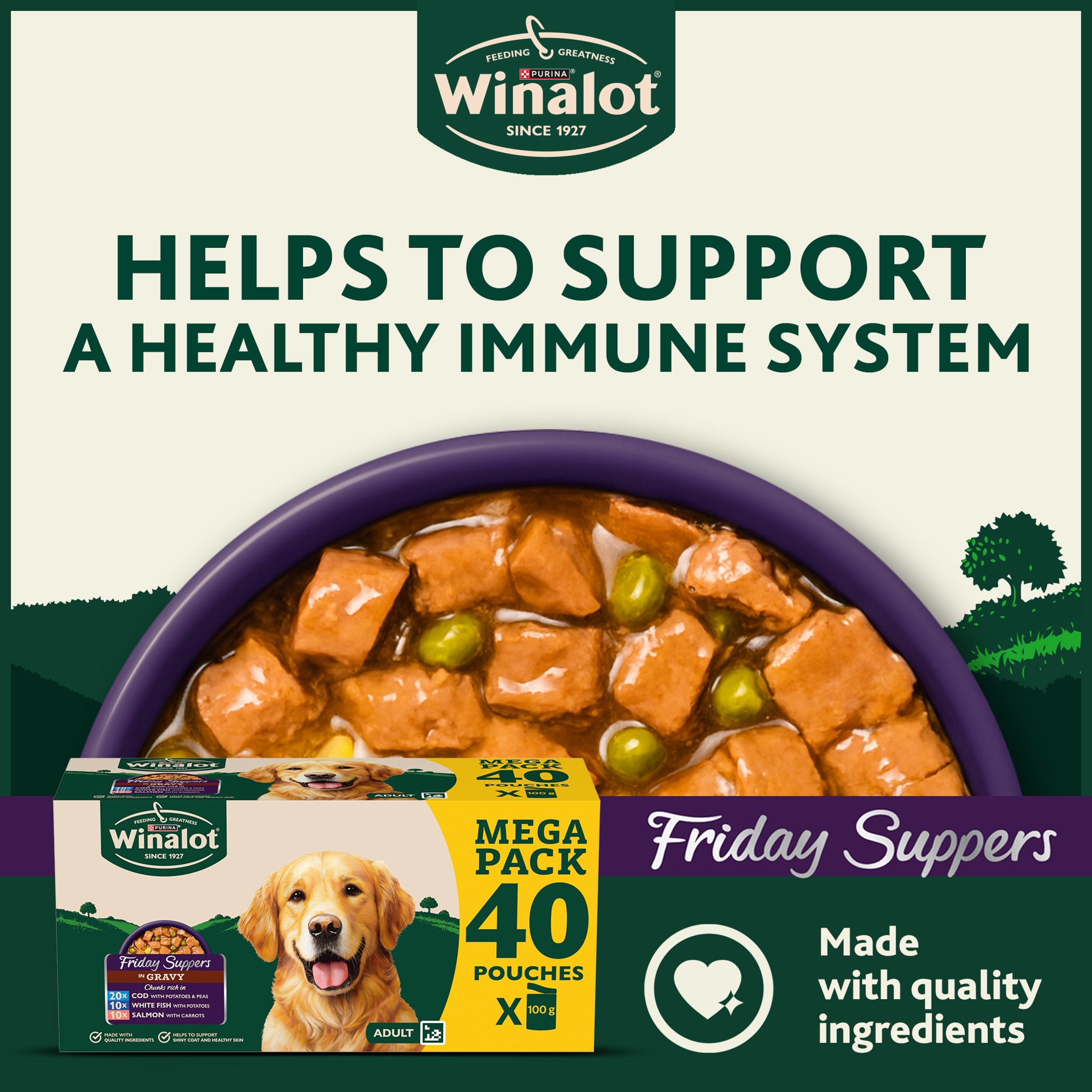 WINALOT Friday Suppers Mixed Variety Fish in Gravy Wet Dog Food 40x100g thumbnail 3