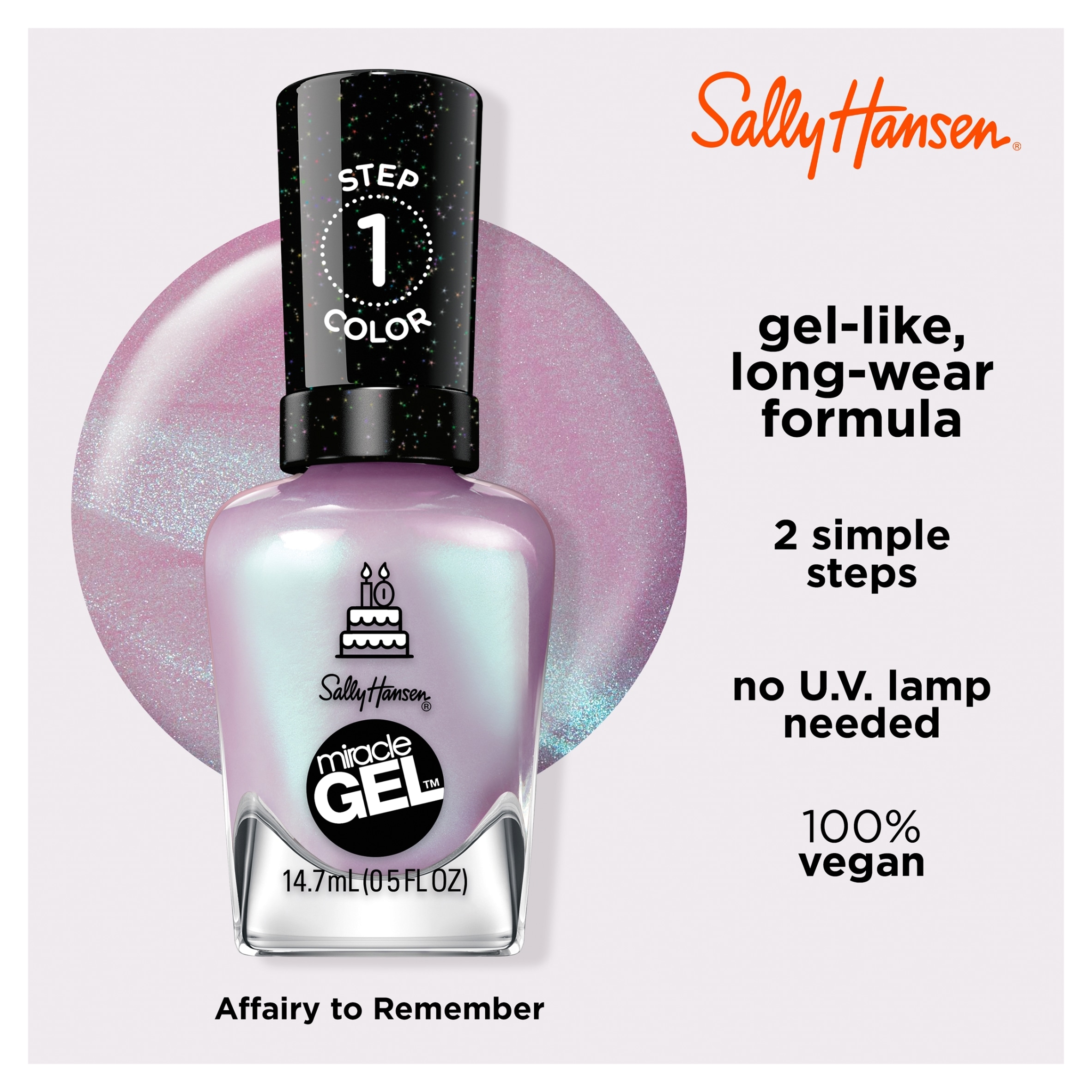 Sally Hansen Miracle Gel Nail Polish - 532 Affairy to Remember 14.7ML thumbnail 2