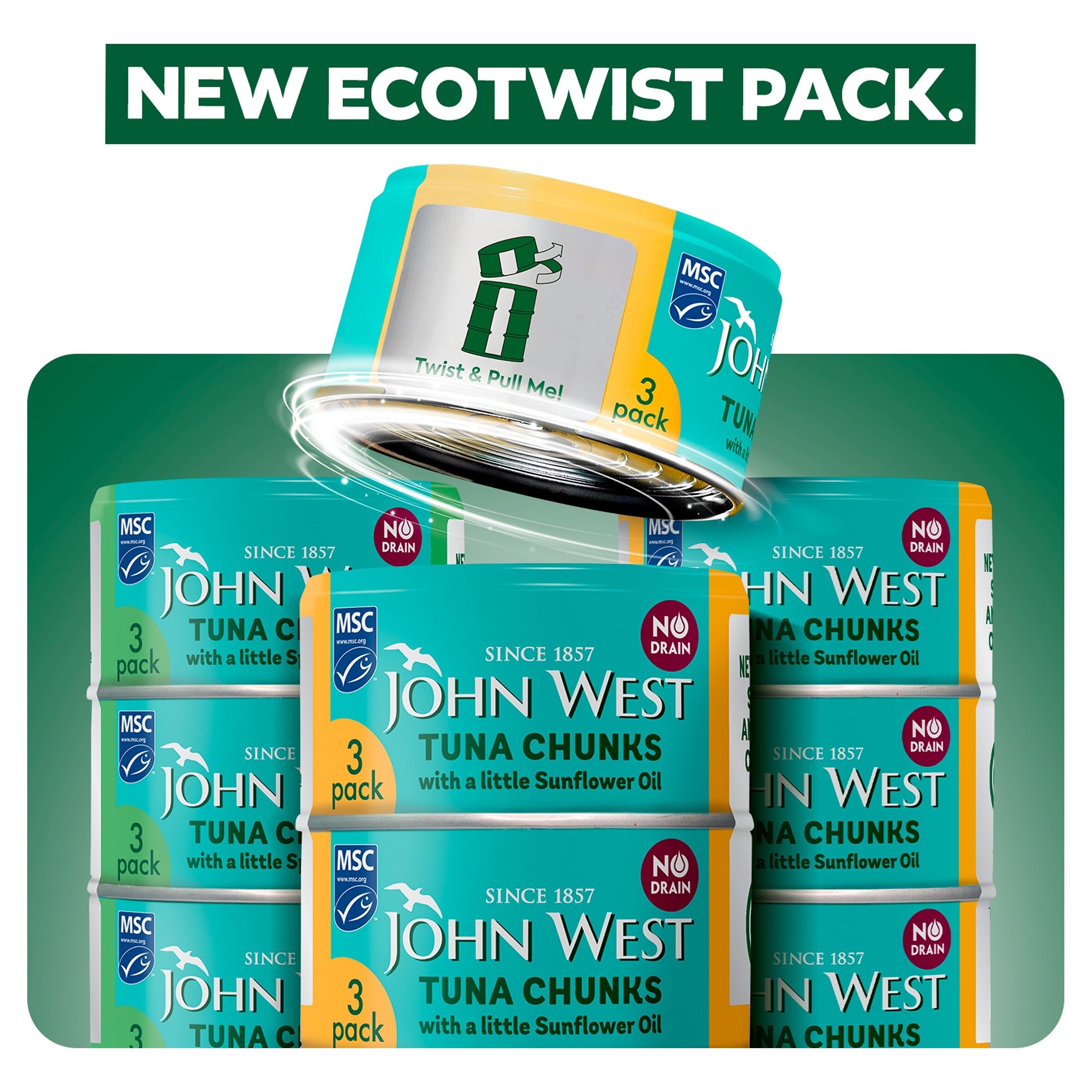 John West No Drain Tuna Chunks with a Little Sunflower Oil MSC 3x100g thumbnail 5