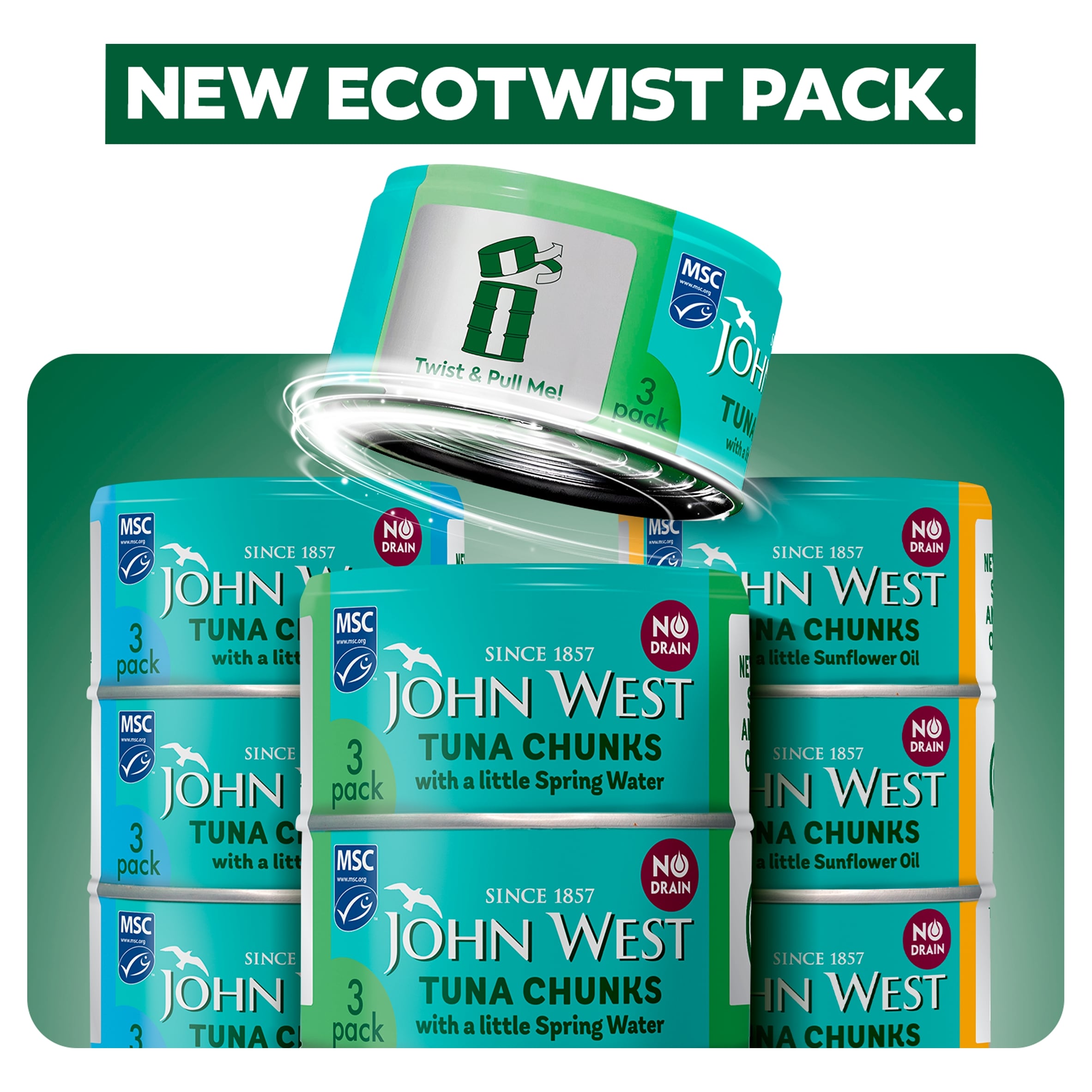John West No Drain Tuna Chunks with a Little Spring Water MSC 3x100g  thumbnail 5