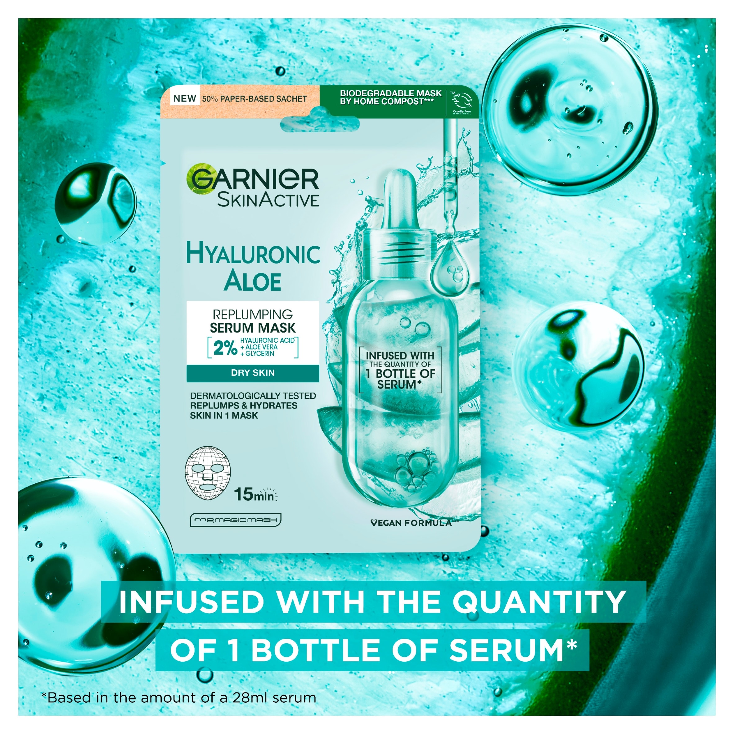 Garnier Hyaluronic Aloe Replumping Serum Mask 28g thumbnail 3