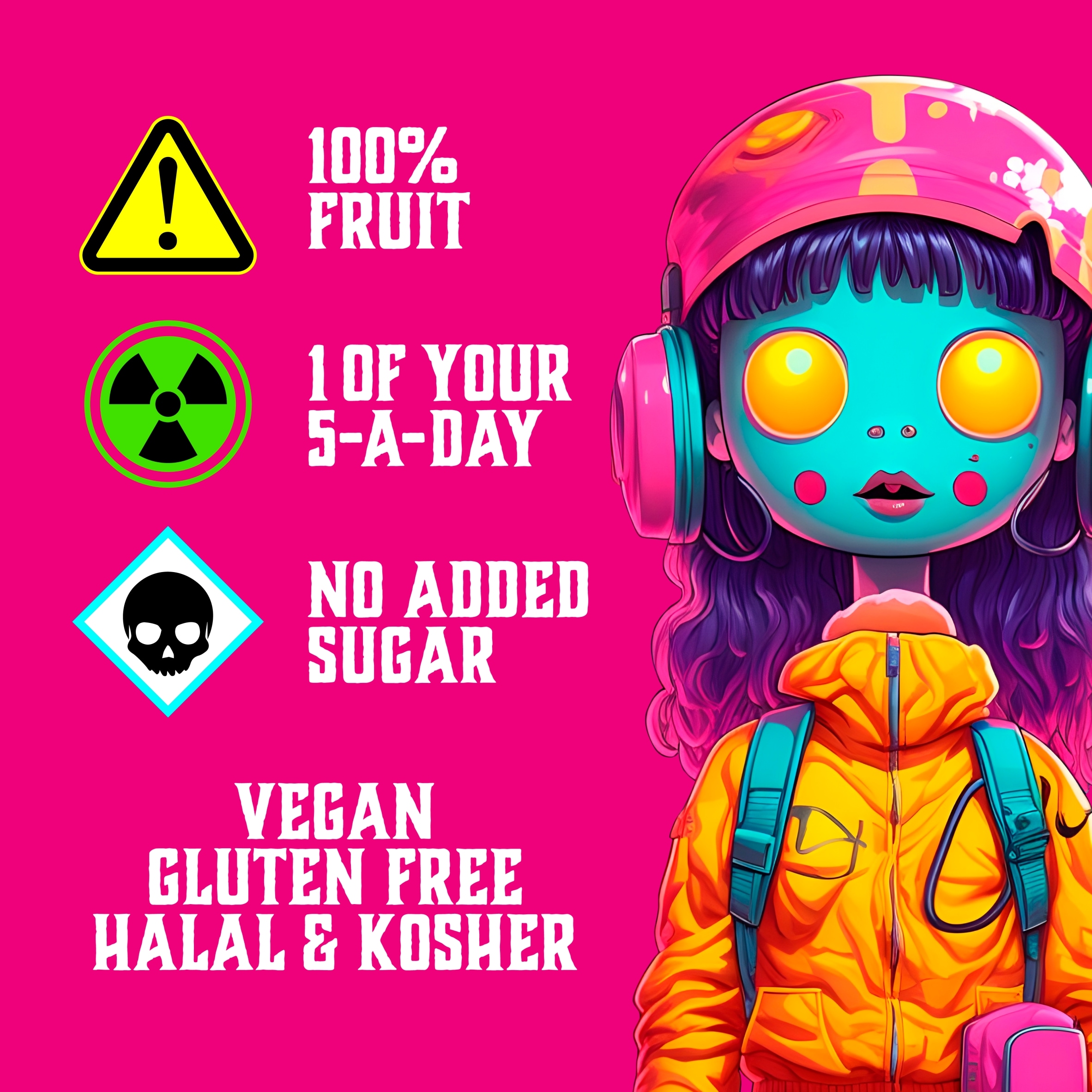 Zombie Raspberry Fruit Snack Bar Multipack 4x25g thumbnail 3