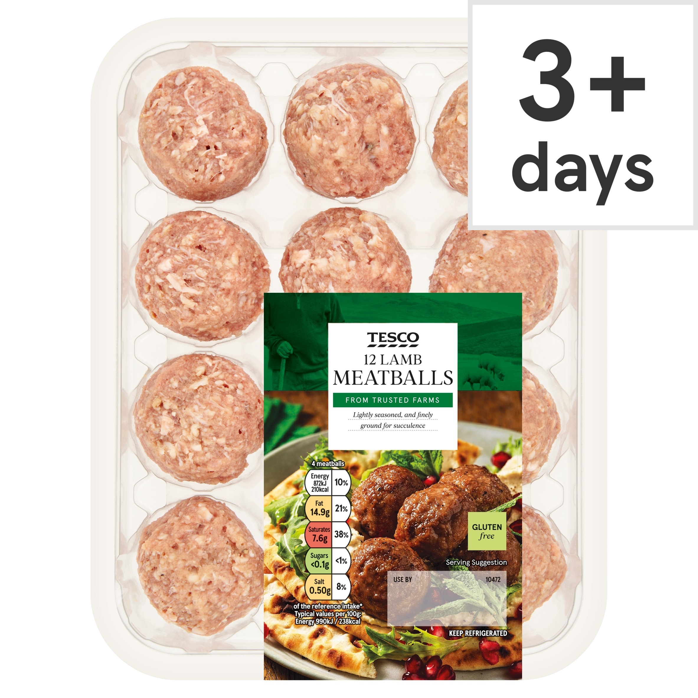 Tesco 12 Lamb Meatballs 336g