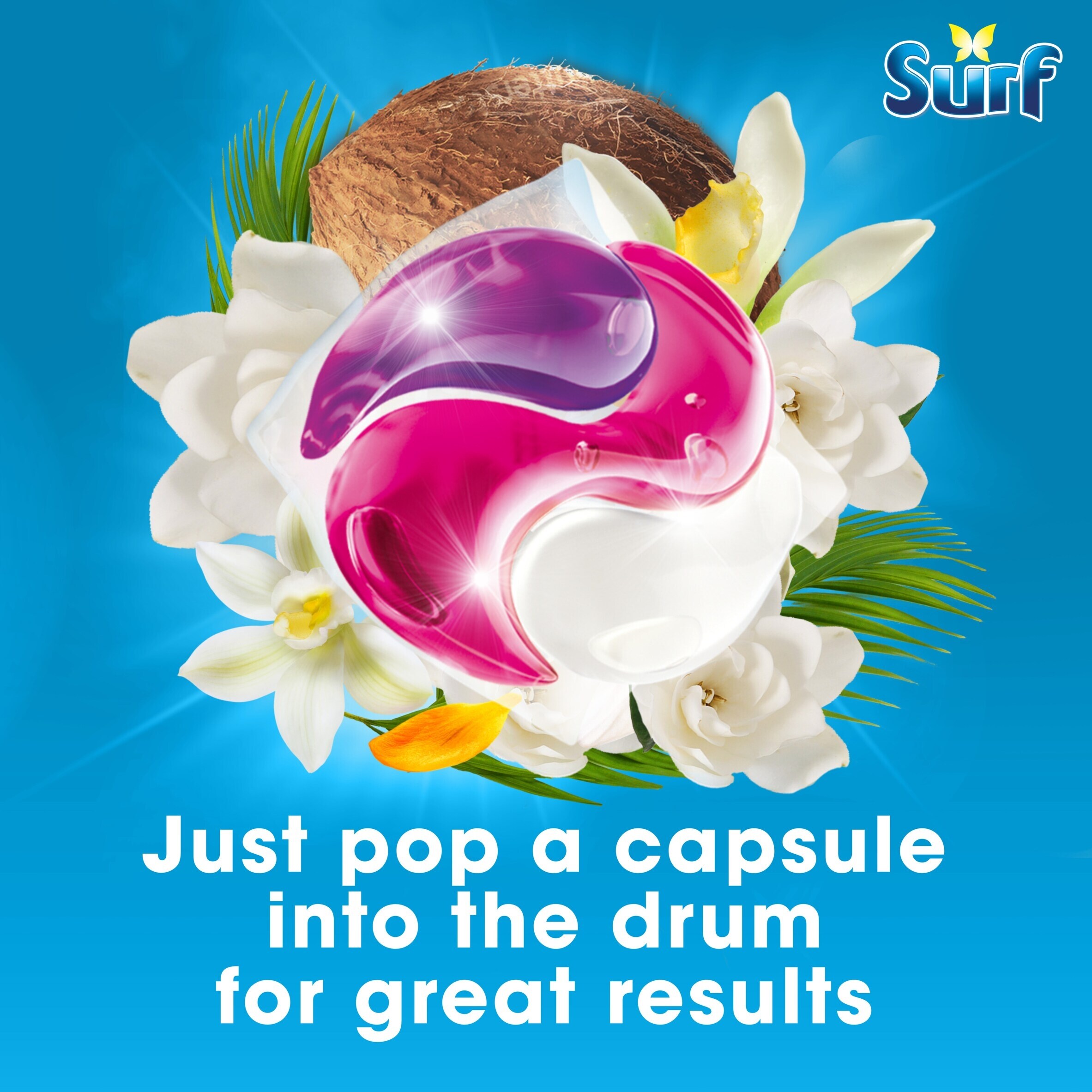 Surf 3 In 1 Coconut Bliss Washing Capsules 15 Washes 259.5g thumbnail 3