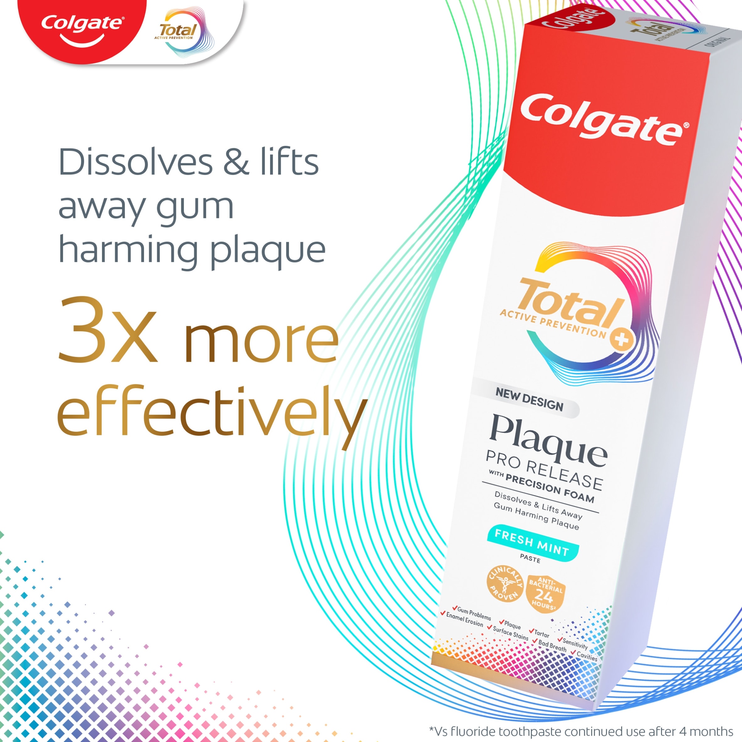 Colgate Total Plaque Pro-Release Toothpaste - Fresh Mint 75ml thumbnail 2