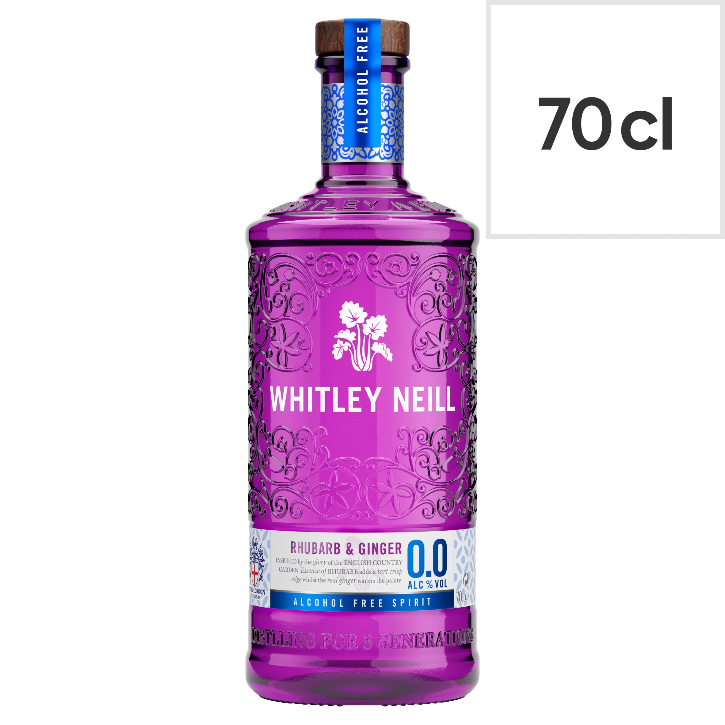 Whitley Neill Rhubarb and Ginger Non alcoholic 0.0% Gin 70cl