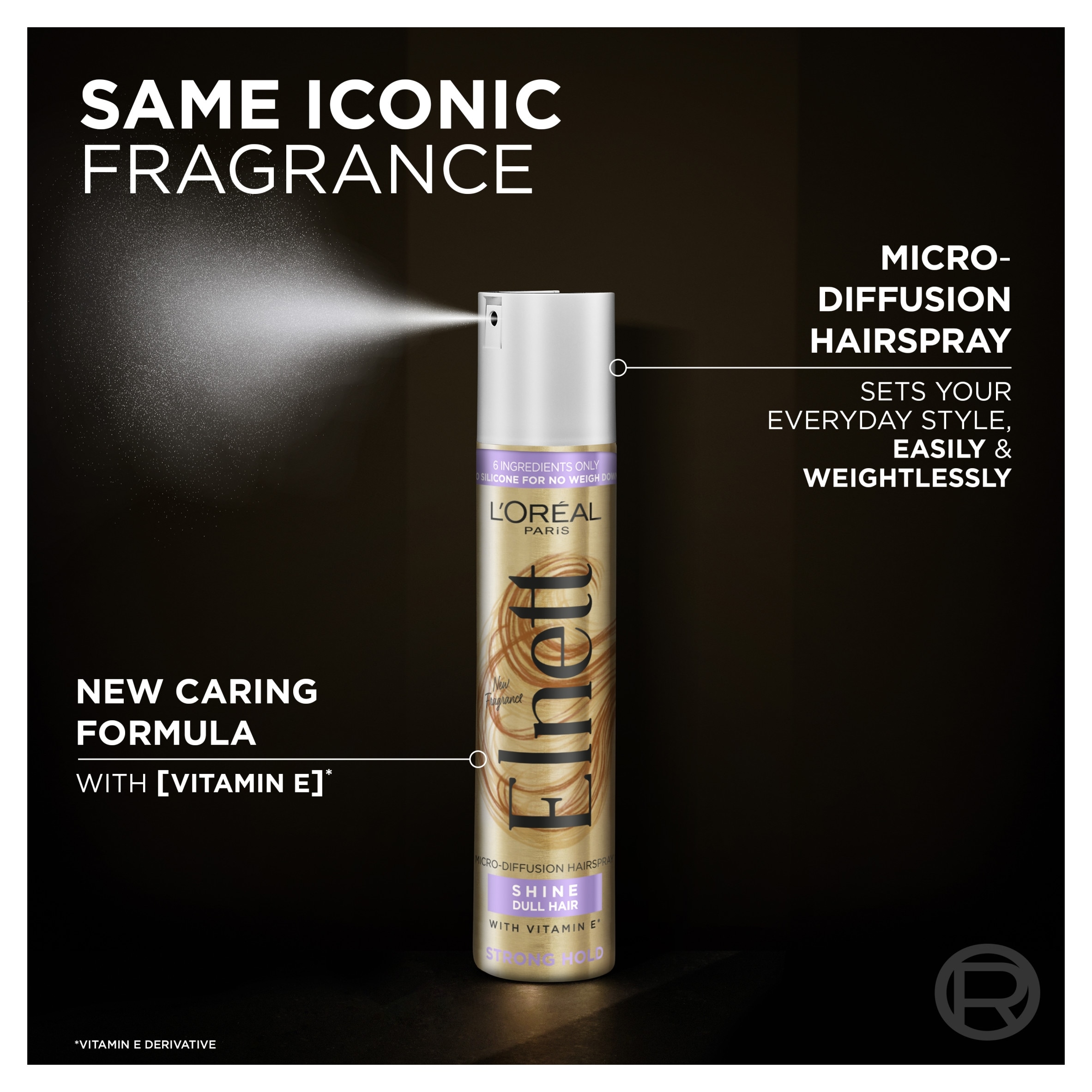 L'Oreal Elnett Shine Strong Hold Hair Spray 200Ml thumbnail 3