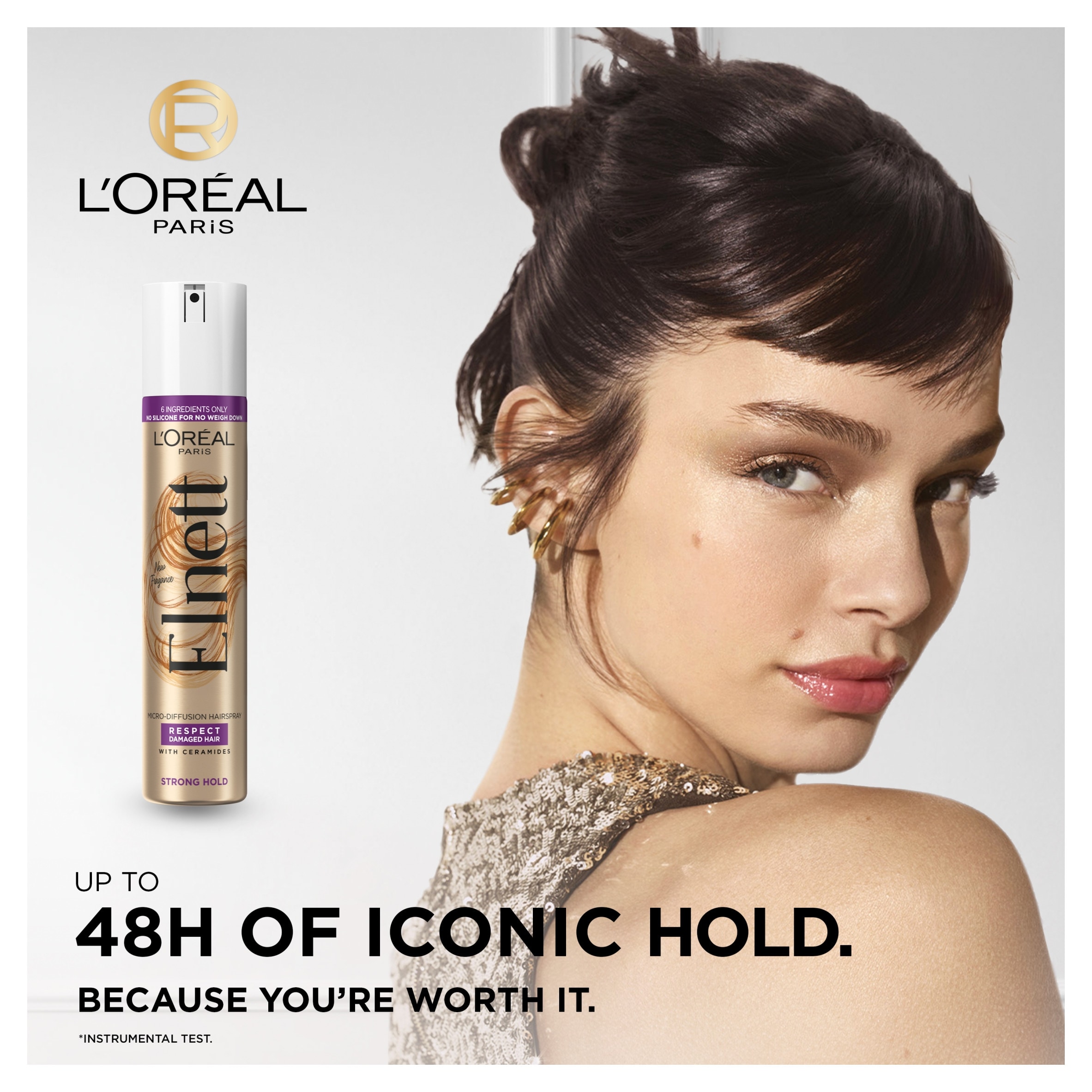 L'Oreal Elnett Damaged Strong Hold Hair Spray 200Ml thumbnail 2