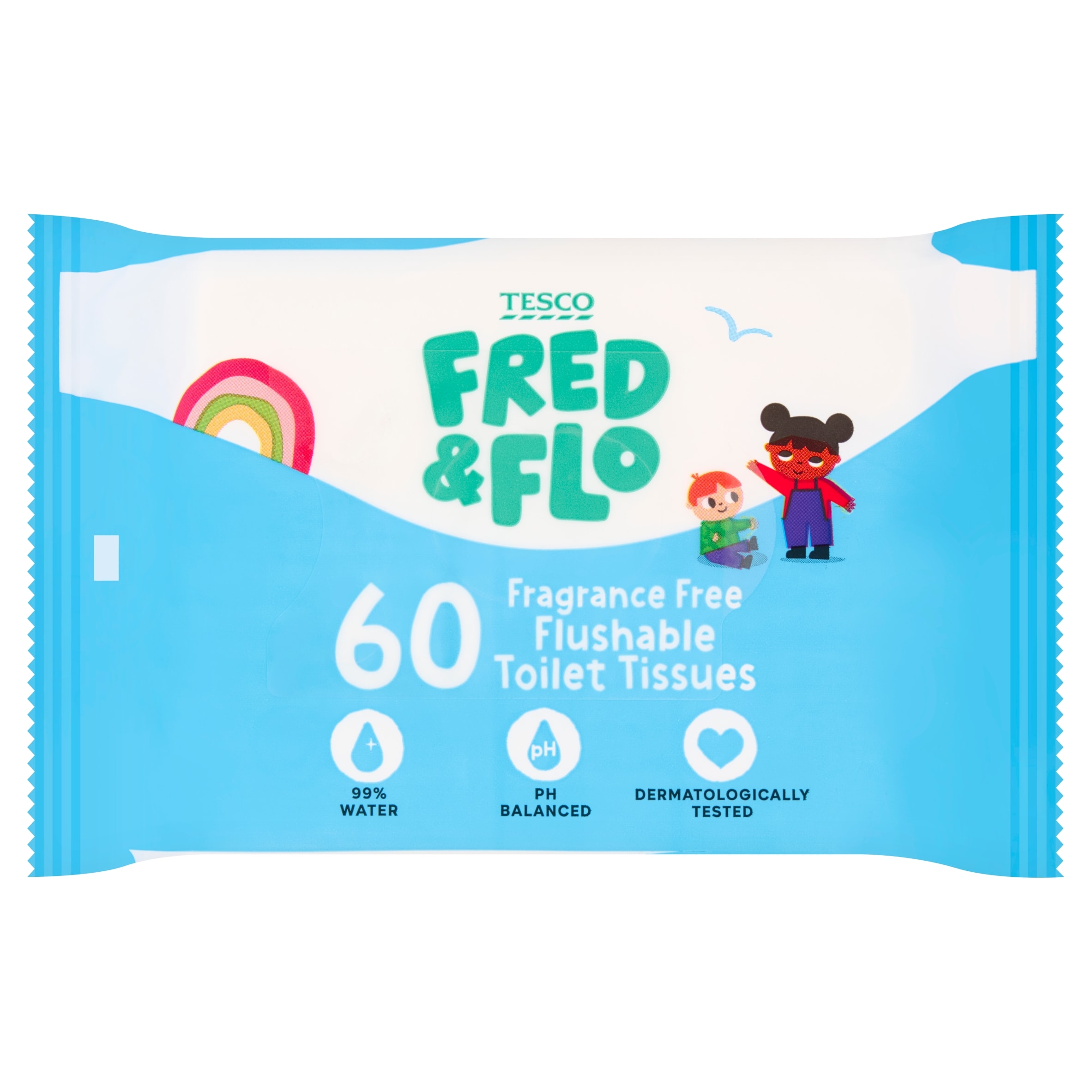 Fred & Flo Sensitive Flushable Moist Toilet Tissues 60 Pack