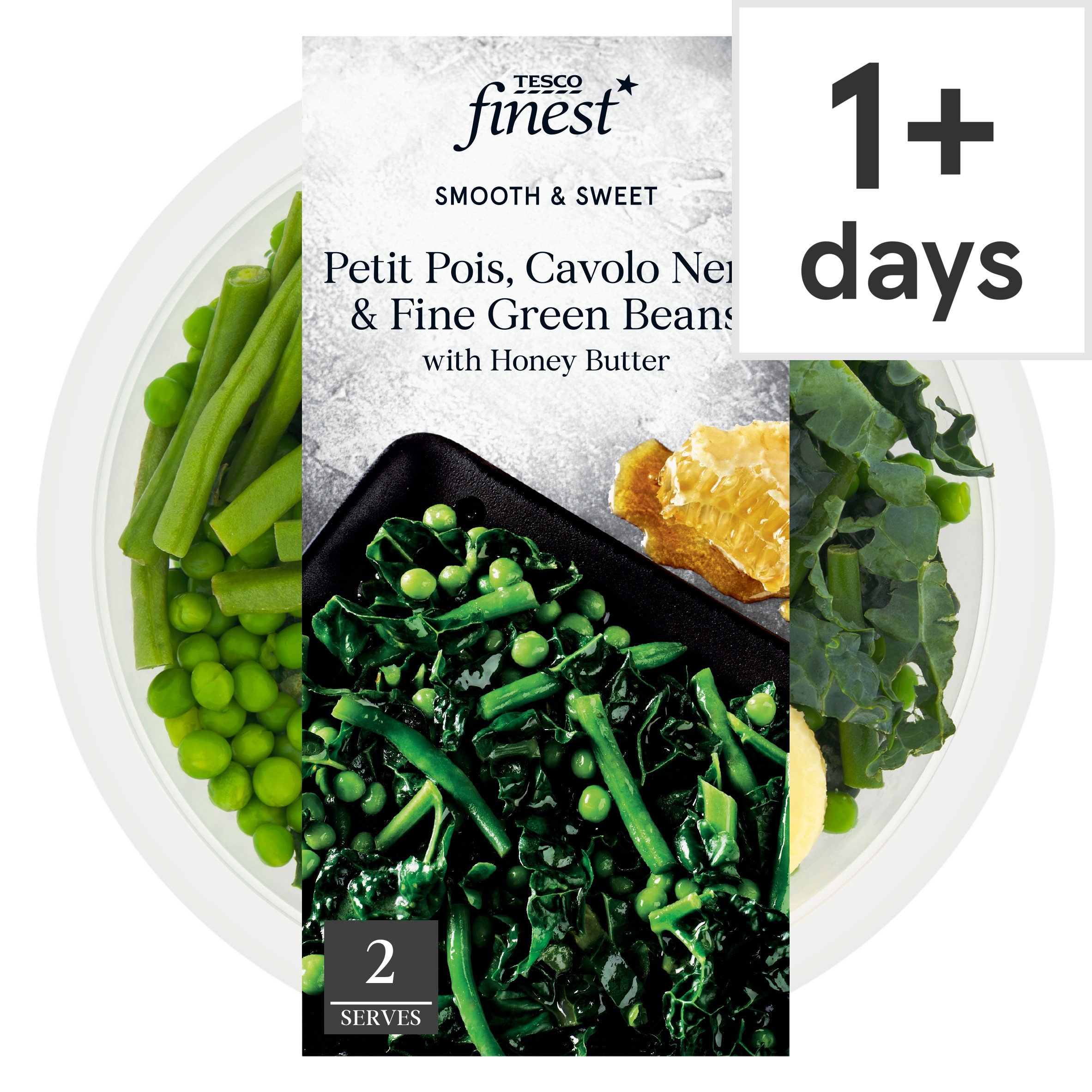 Tesco Finest Petit Pois, Cavolo Nero & Fine Green Beans & Honey Butter 220g