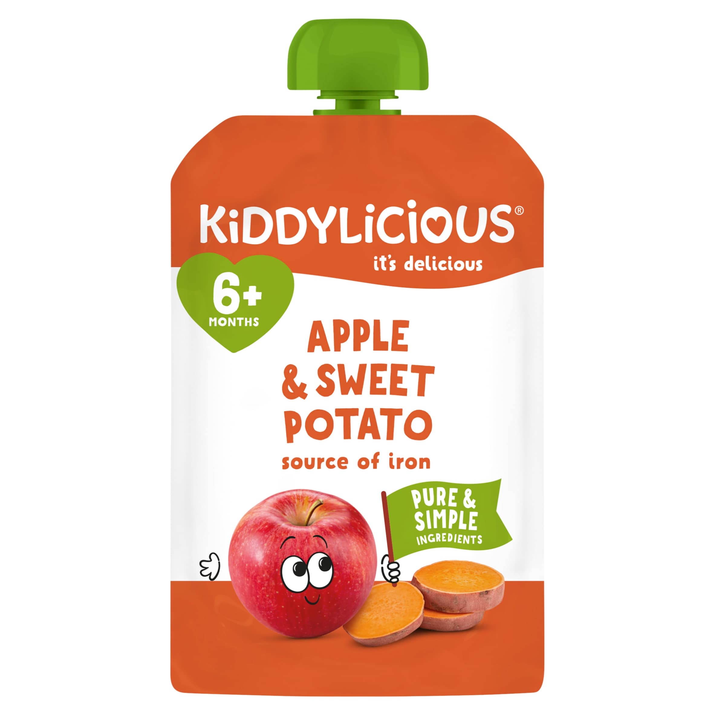 Kiddylicious Apple & Sweet Potato Pouch Snack Baby Food 6+ months