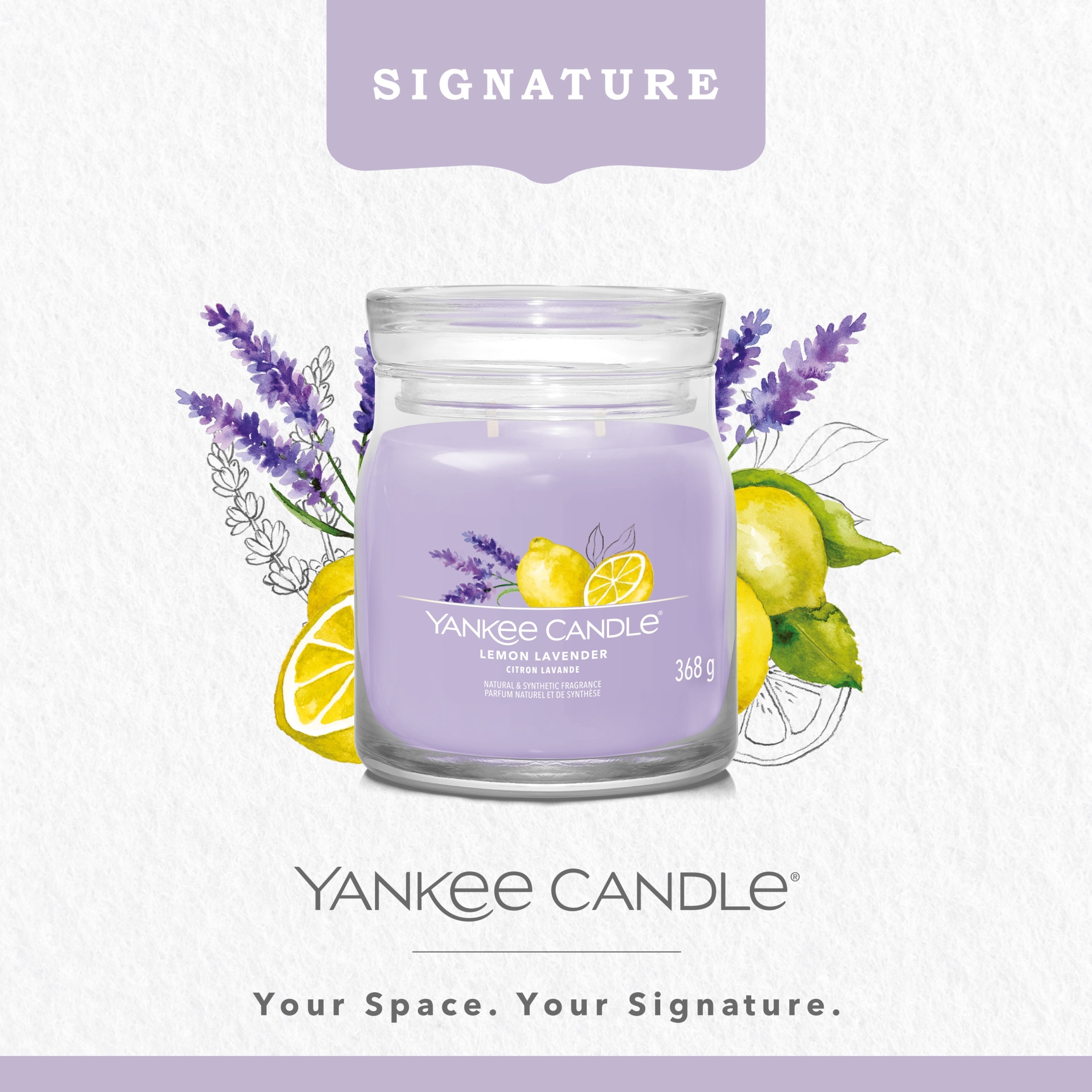 Yankee Candle Signature Lemon Lavender Medium Jar 368g thumbnail 2