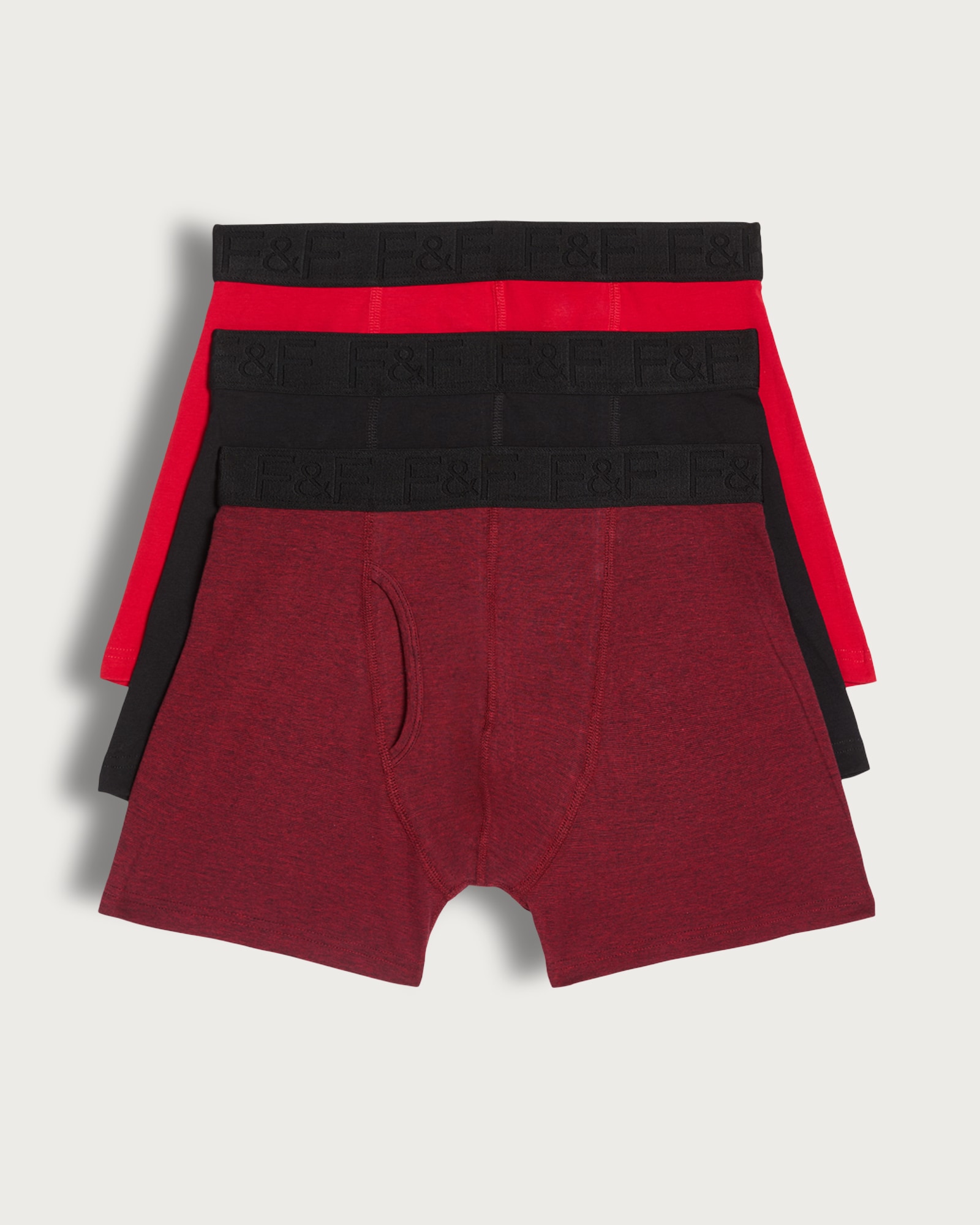 F&F 3-Pack Cotton Rich Trunks in Red