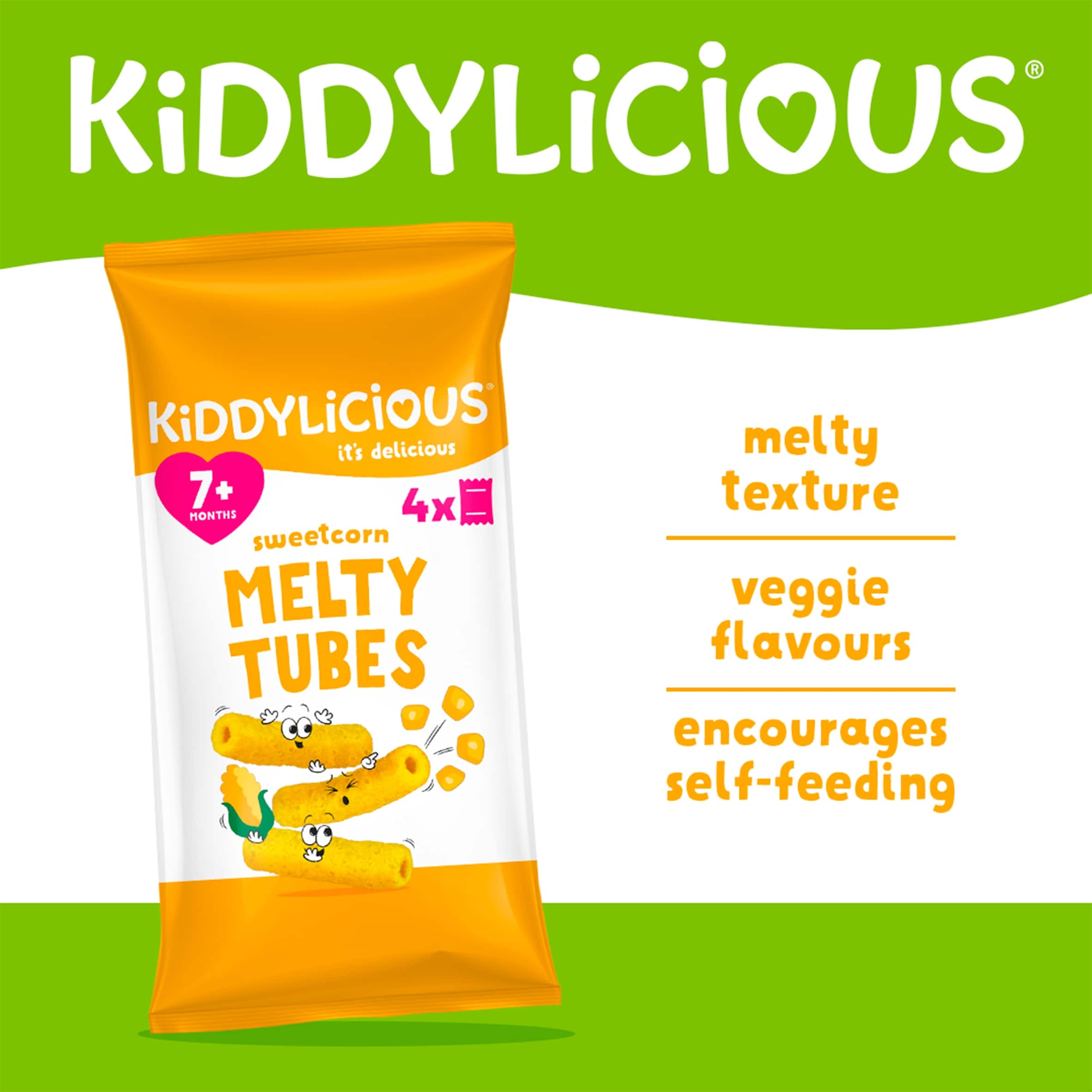 Kiddylicious Sweetcorn Melty Tubes 4 x 10g thumbnail 2