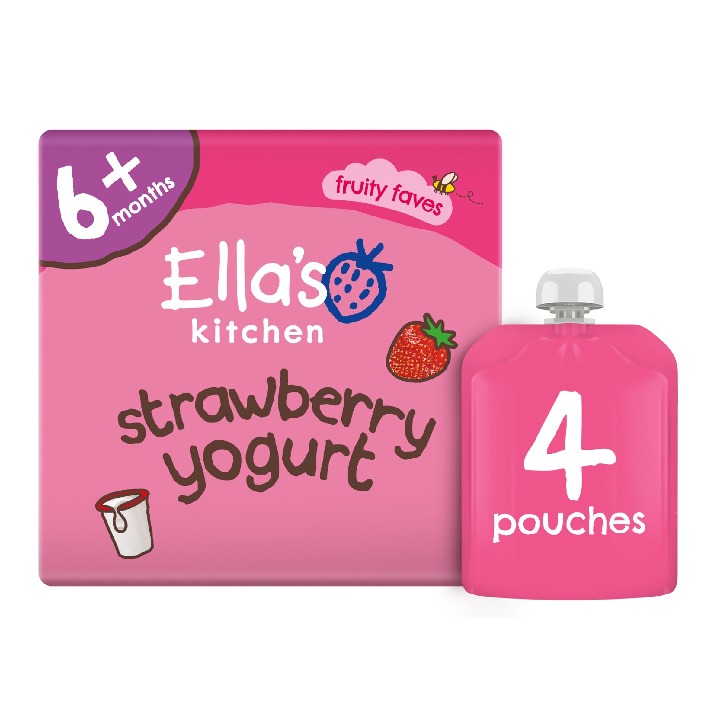 Ella's Kitchen Organic Greek style strawberry yogurt 4x90g thumbnail 3