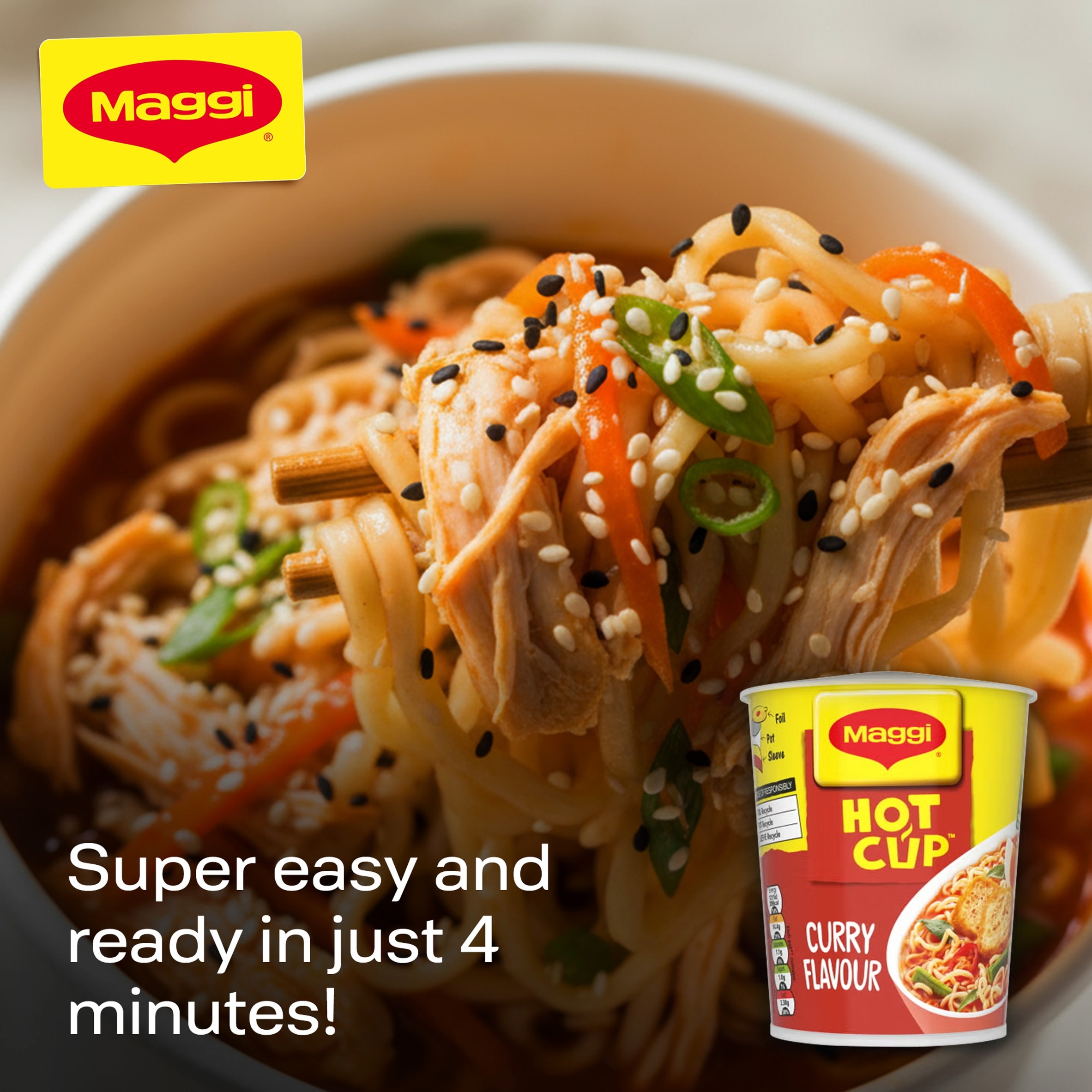 Maggi Hot Cup Noodles - Curry Flavour 59.2g thumbnail 3