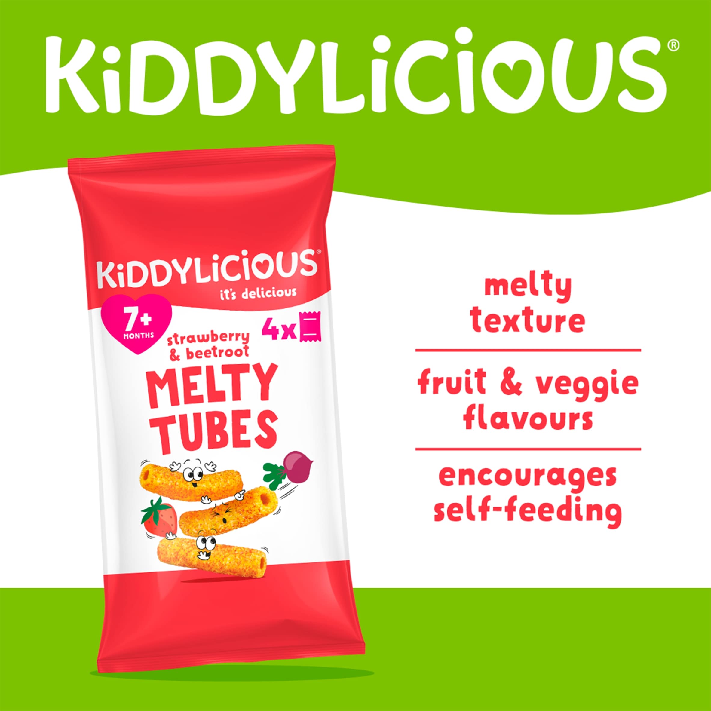 Kiddylicious Strawberry & Beetroot Melty Tubes 4 x 10g thumbnail 2