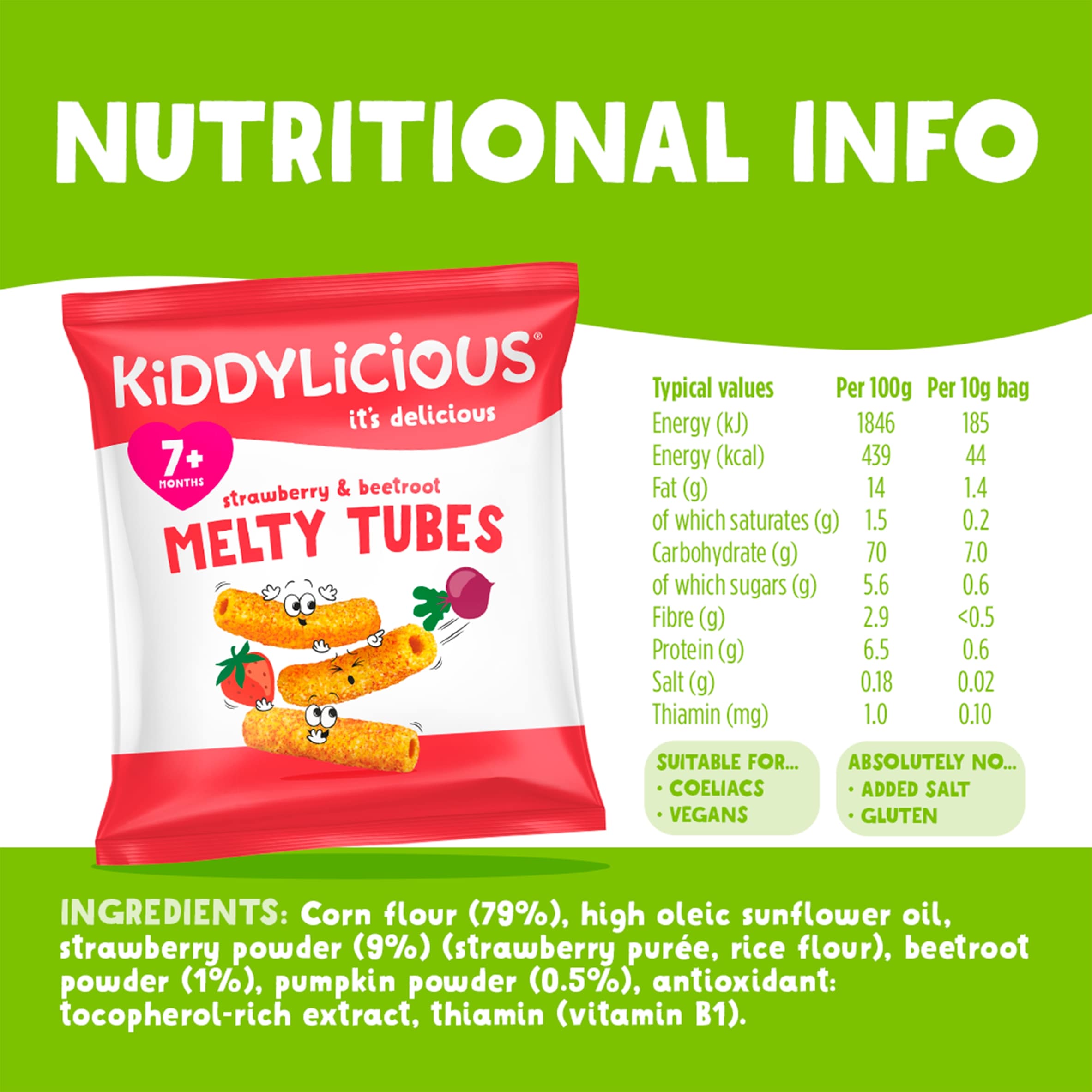 Kiddylicious Strawberry & Beetroot Melty Tubes 4 x 10g thumbnail 3