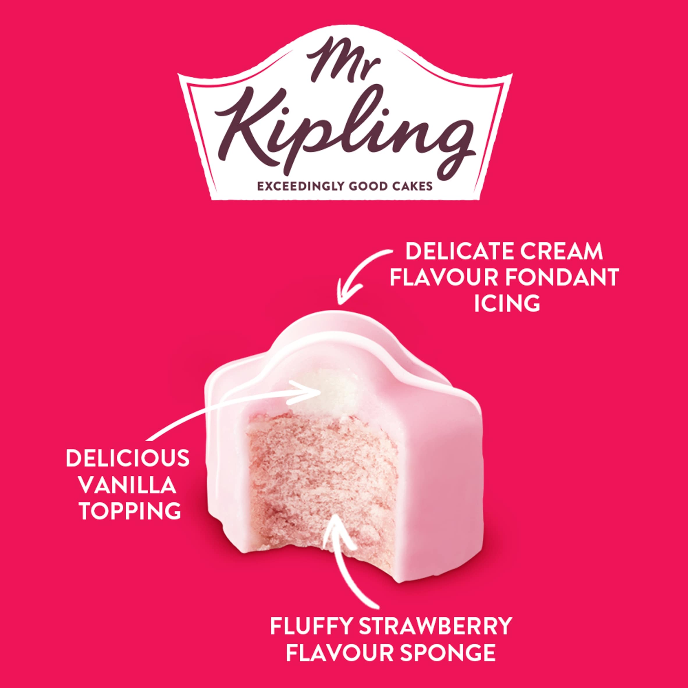 Mr Kipling Strawberries & Cream French Fancies Cakes 8 Pack thumbnail 2