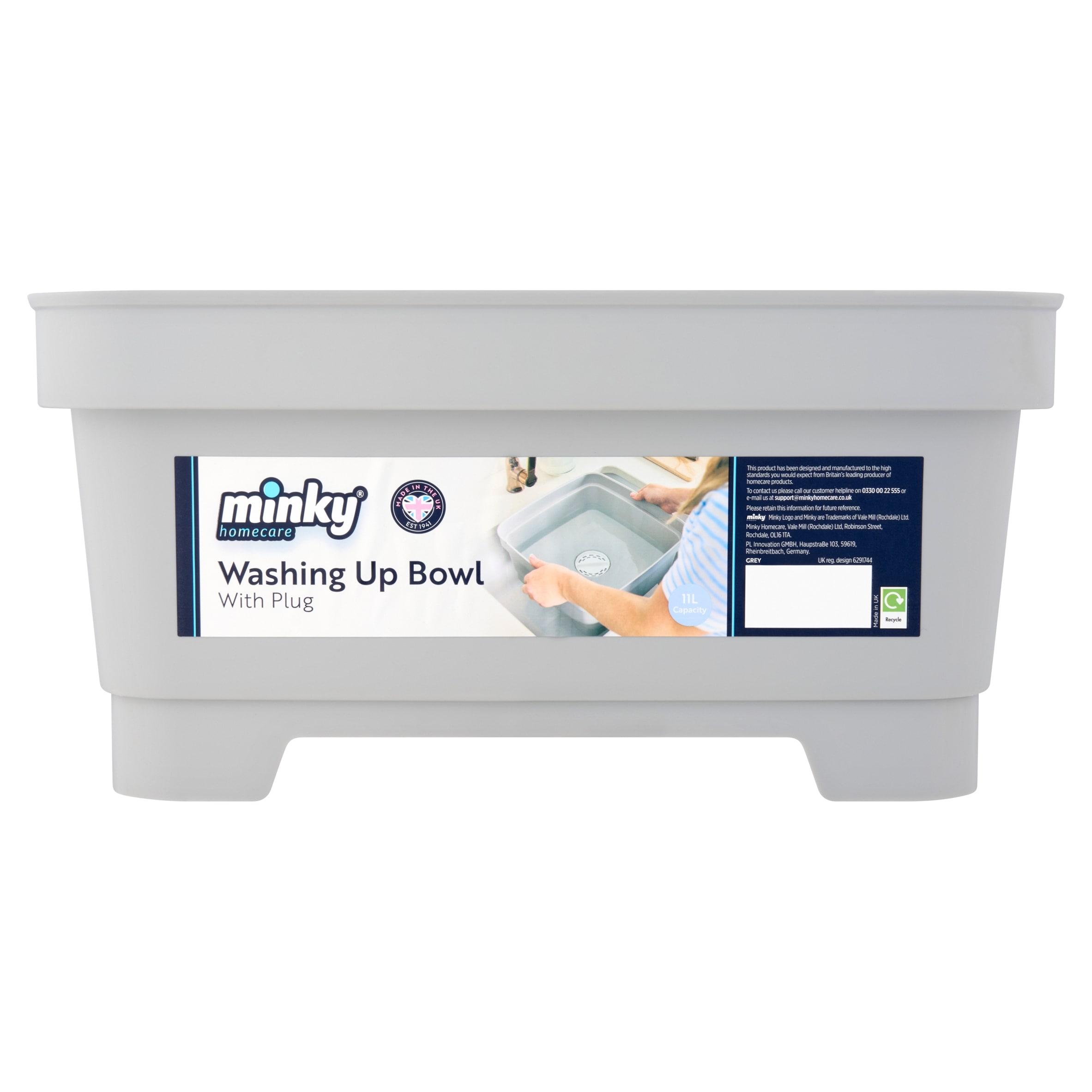 Minky Grey Washing Up Bowl With Plug