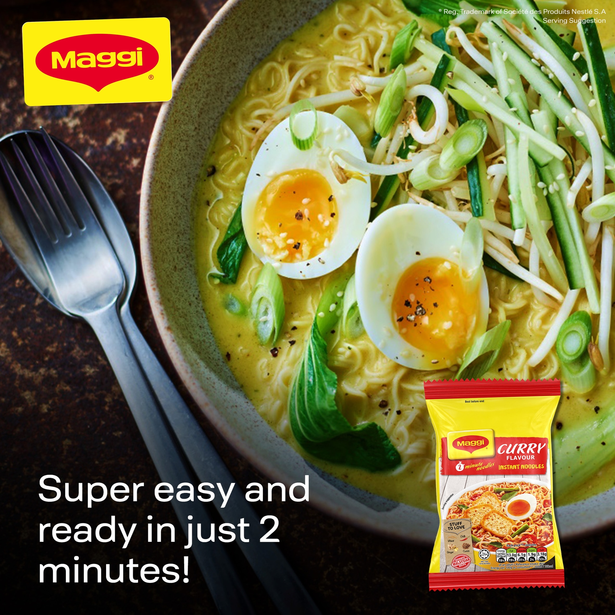 Maggi 2-Minute Instant Noodles - Curry Flavour 5x79g thumbnail 5