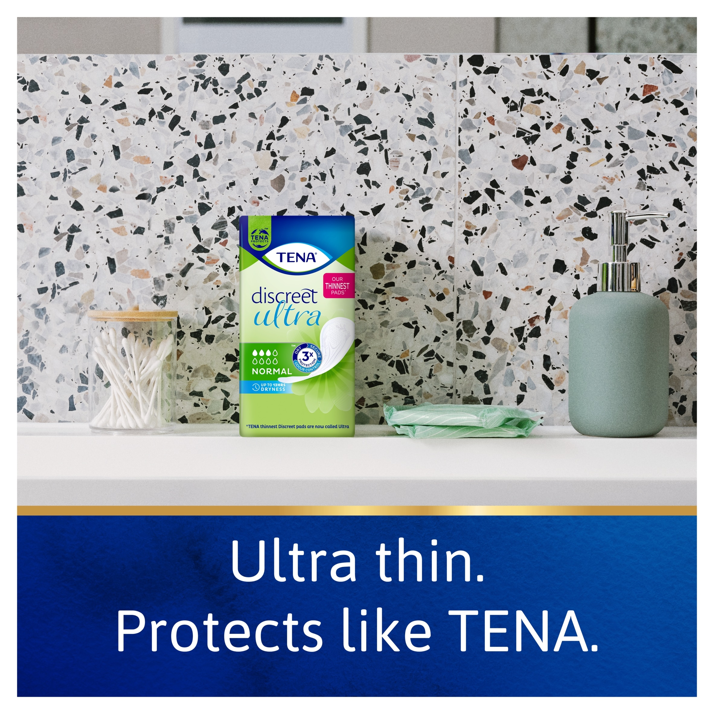TENA Discreet Ultra Normal Thin Incontinence Pads 16 Pack thumbnail 2