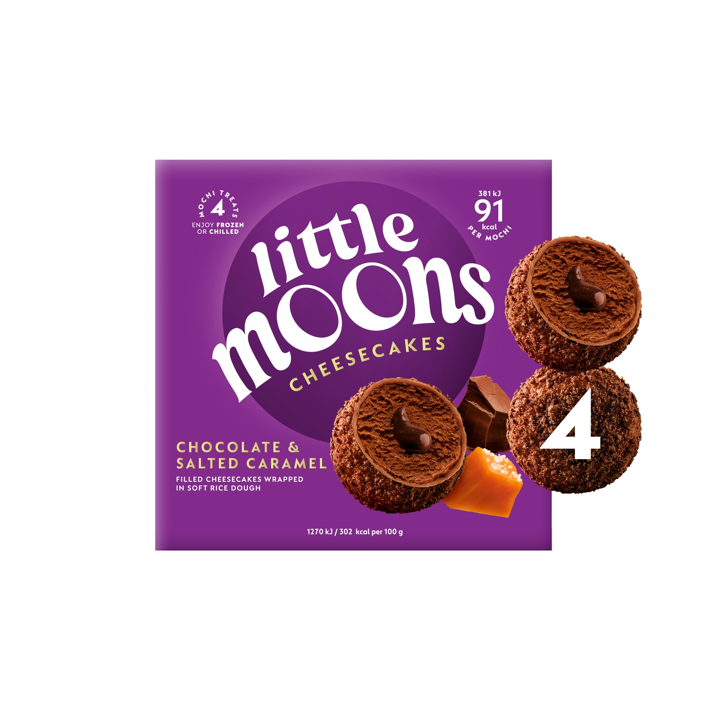 Little Moons Chocolate & Salted Caramel Mochi Cheesecakes 4x30g thumbnail 2