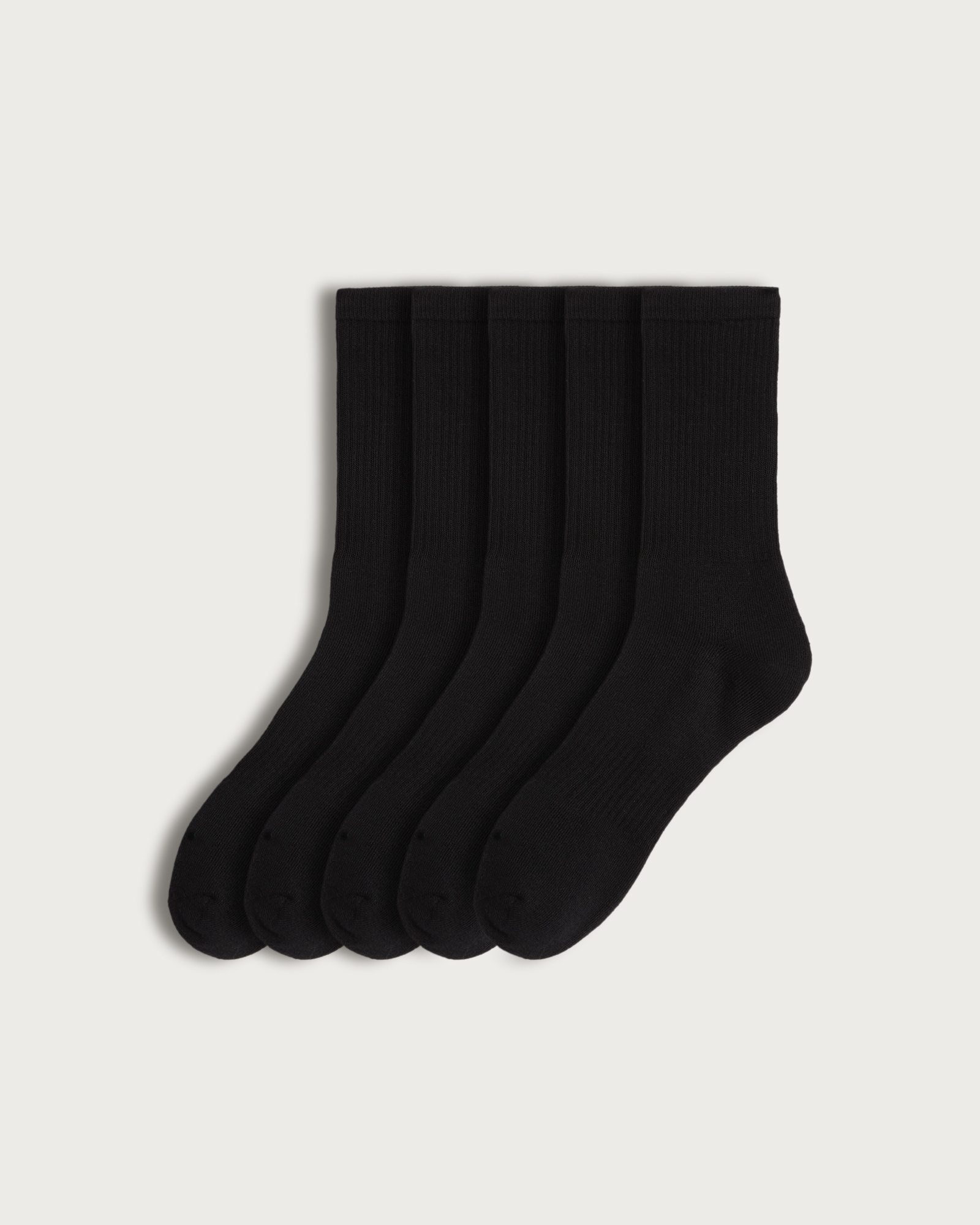 F&F Active 5-Pack Cotton Rich Ribbed Sports Ankle Socks in Black