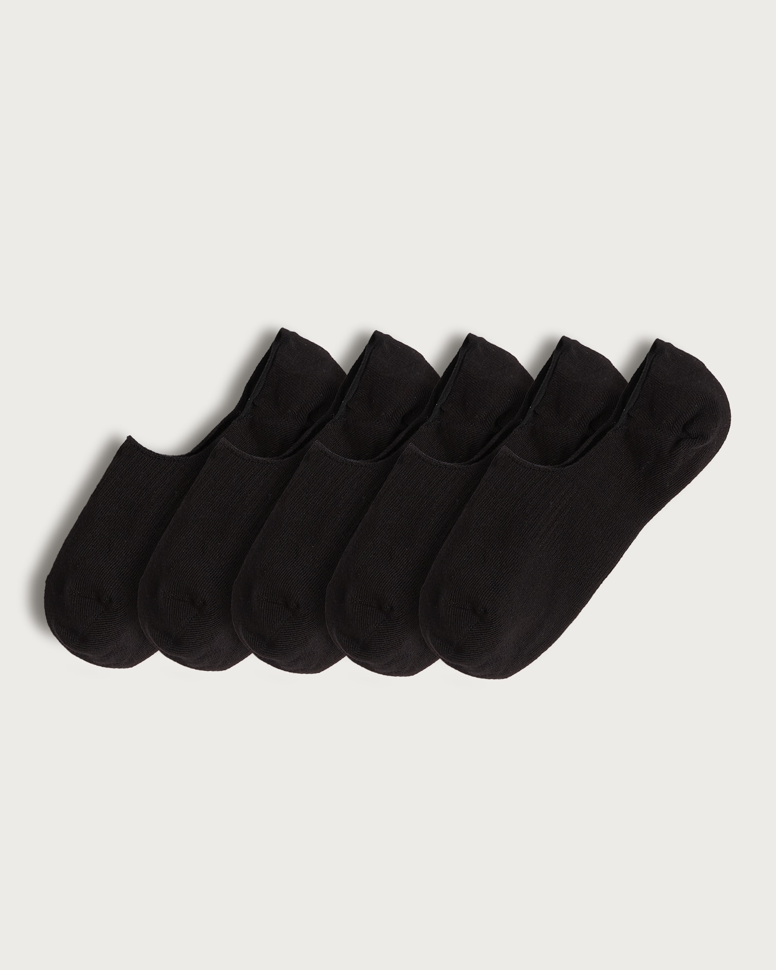 F&F 5-Pack Cotton Rich Invisible Trainer Socks in Black