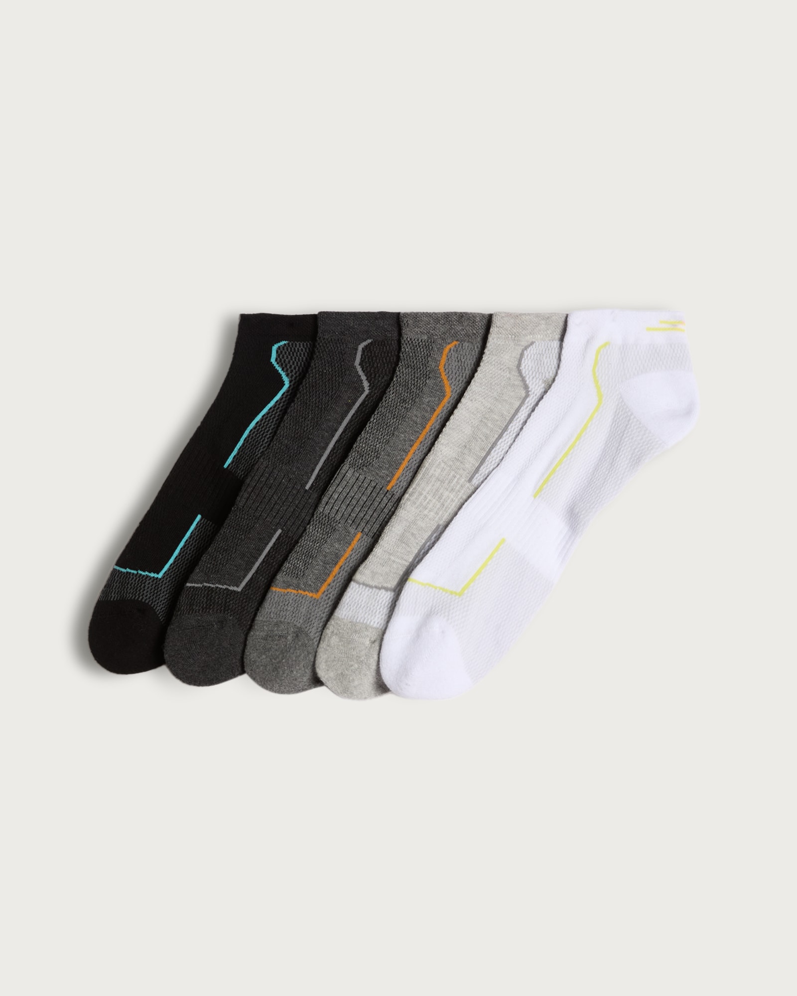 F&F 5-Pack Cotton Blend Colour-Pop Fresh Feel Trainer Socks in Multi Grey
