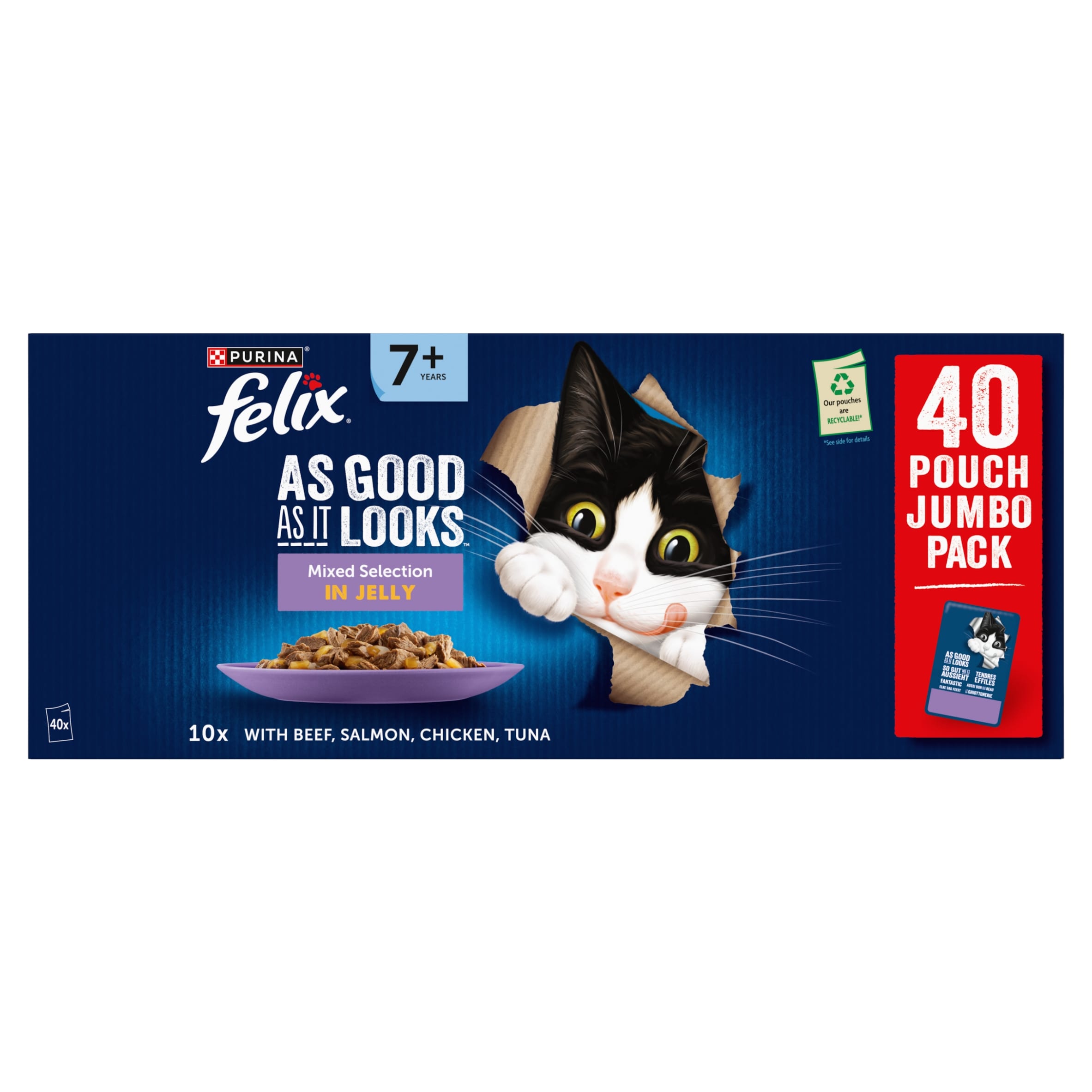 Felix As Good As It Looks Senior 7+ Mixed in Jelly Wet Cat Food 40x85g  thumbnail 2
