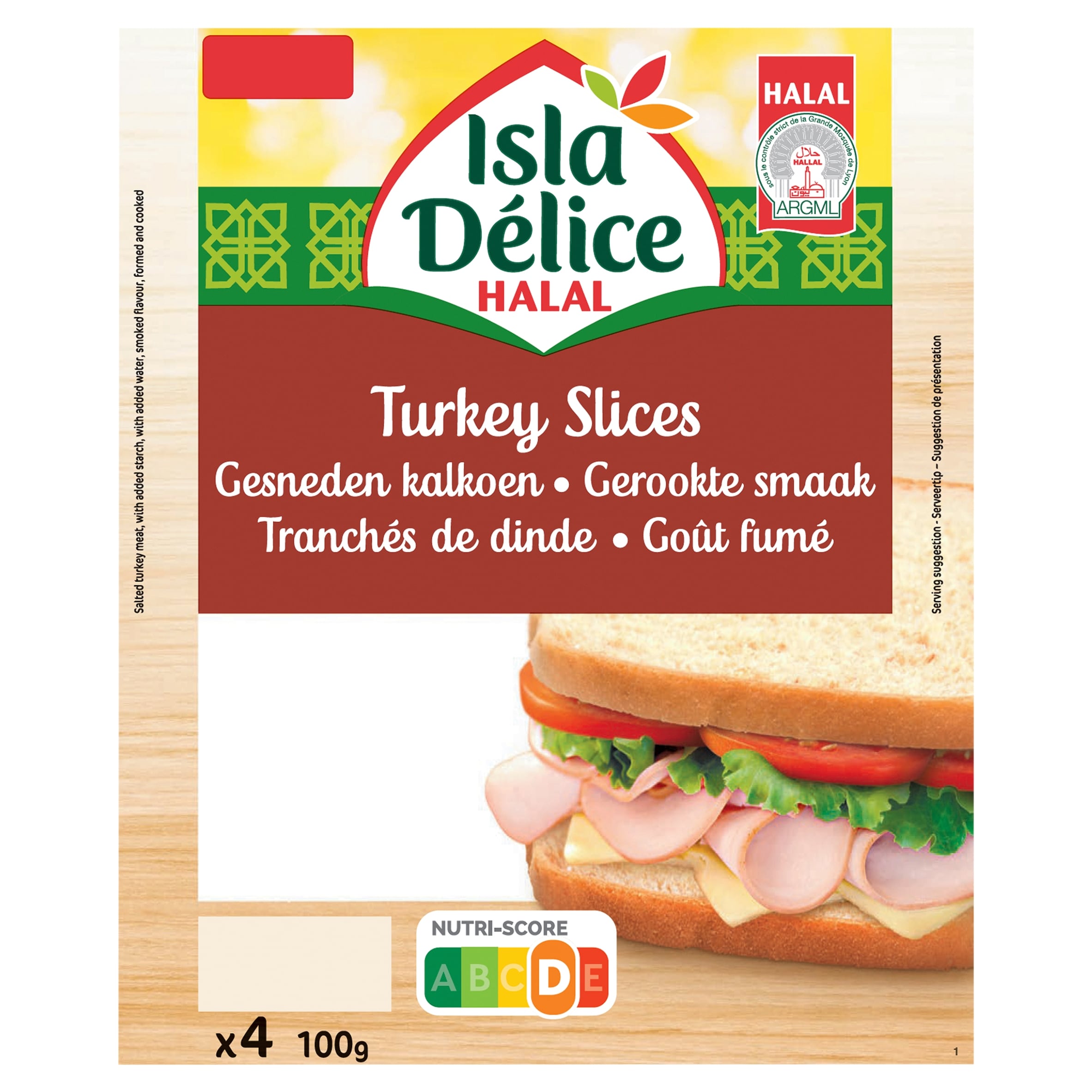 Isla Delice Halal Turkey Slices 4 Pack 100g
