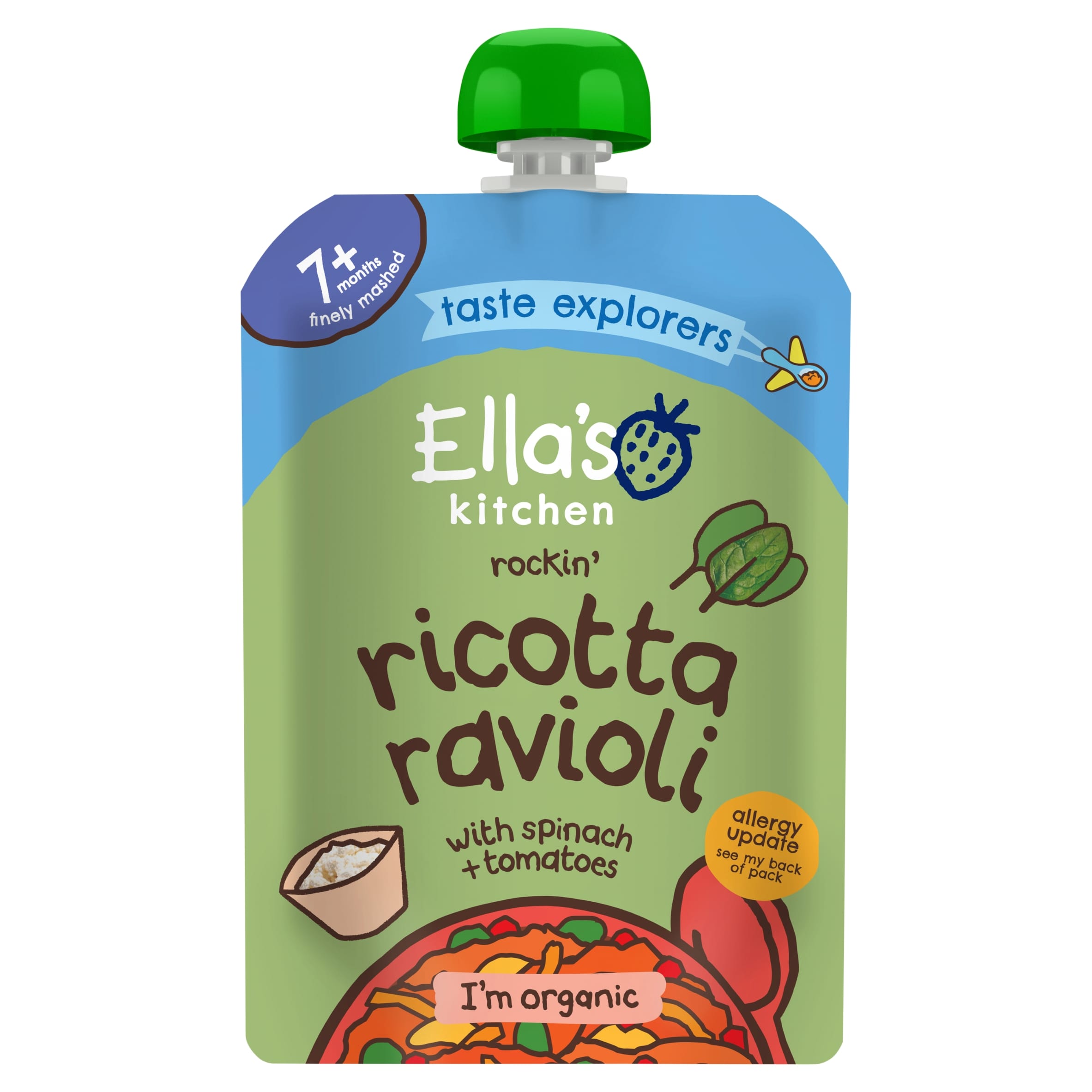 Ella's Kitchen Spinach and Ricotta Ravioli Baby Food Pouch 7+ Months