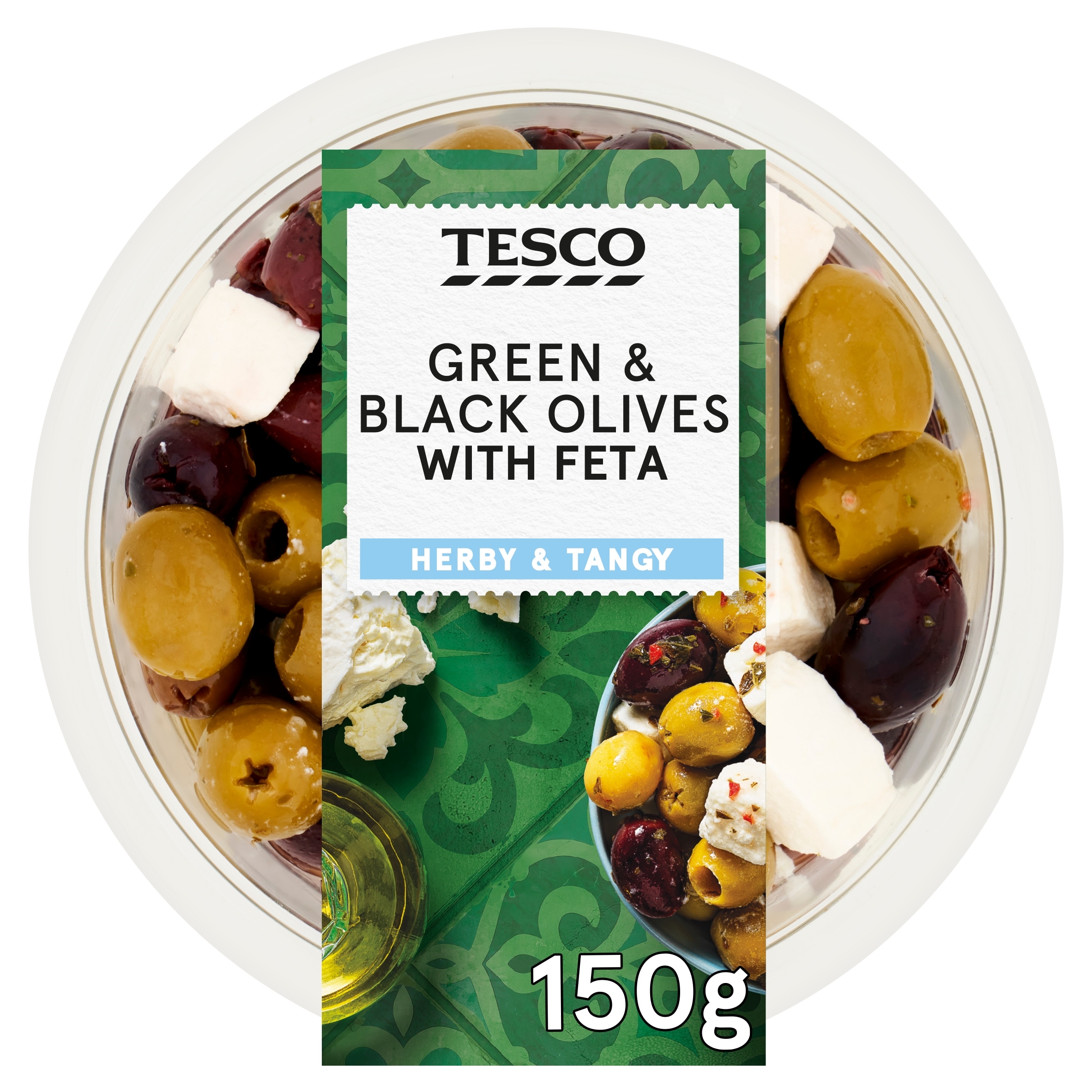 Tesco Green & Black Olives with Feta 150g