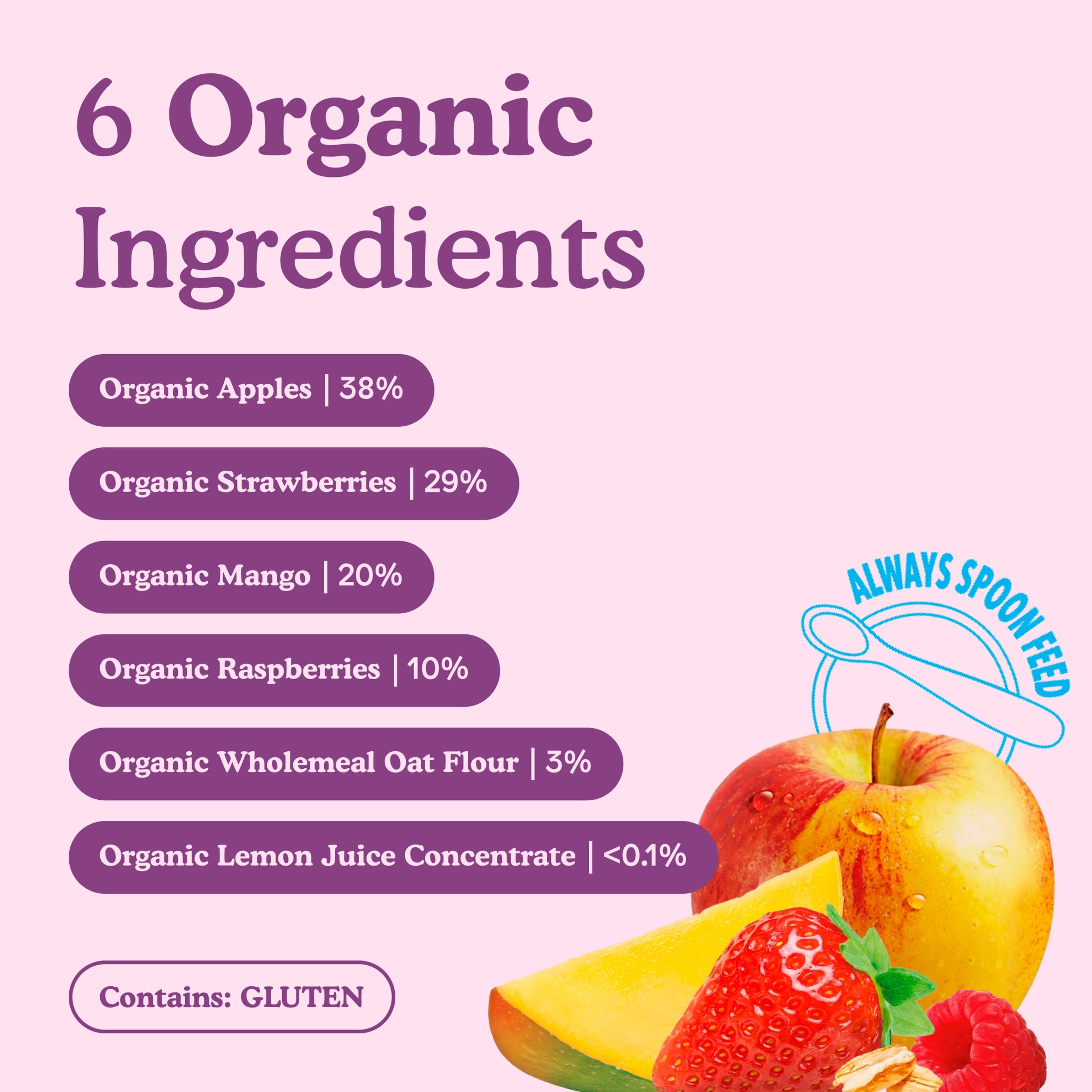 Little Freddie Organic Mango, Berries, Apples & Oats Baby Food Pouch 6+ Months 100g thumbnail 3